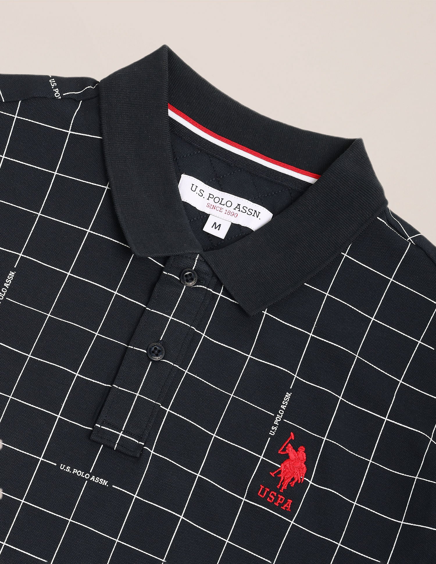 Graph Check Pique Polo Shirt Navy - U.S. Polo Assn. India | Large