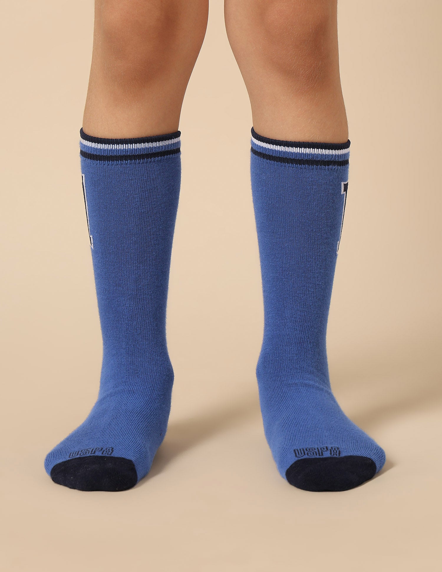 Boys Mid-Calf Length KS003 Socks - Pack Of 3 Skydiver/White/Blue - U.S. POLO ASSN. | Large