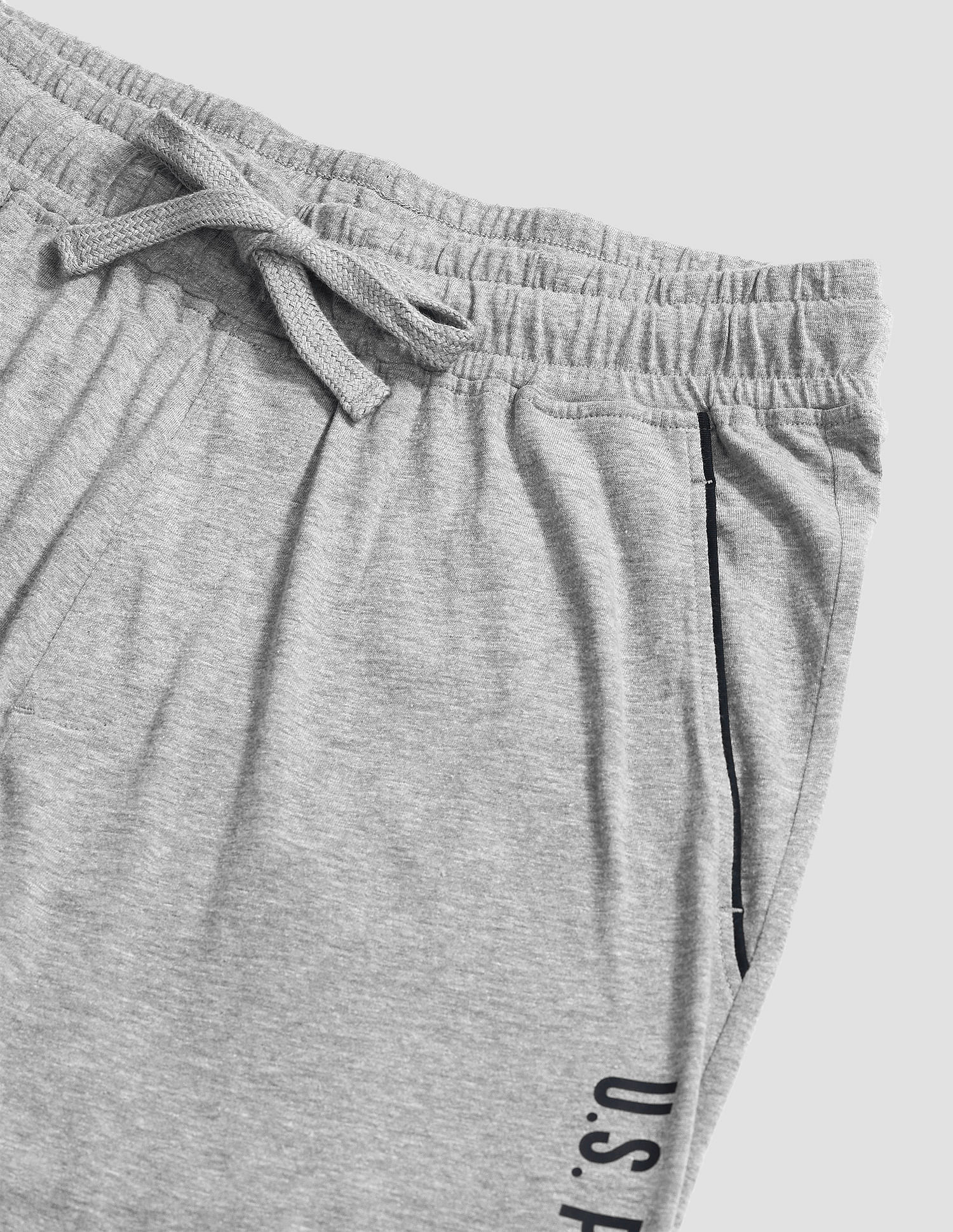 Solid OJ005 Lounge Joggers - Pack Of 1 Grey Melange - U.S. POLO ASSN. | Large