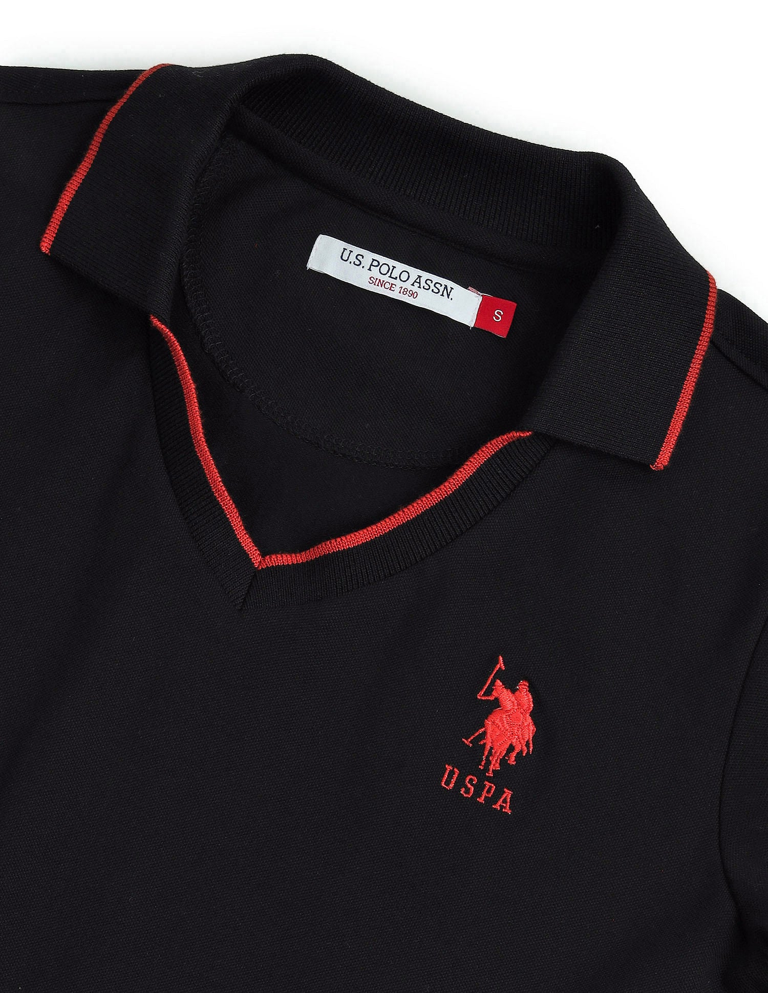 Tipped Collar Pique Polo Shirt Black - U.S. POLO ASSN. | Large