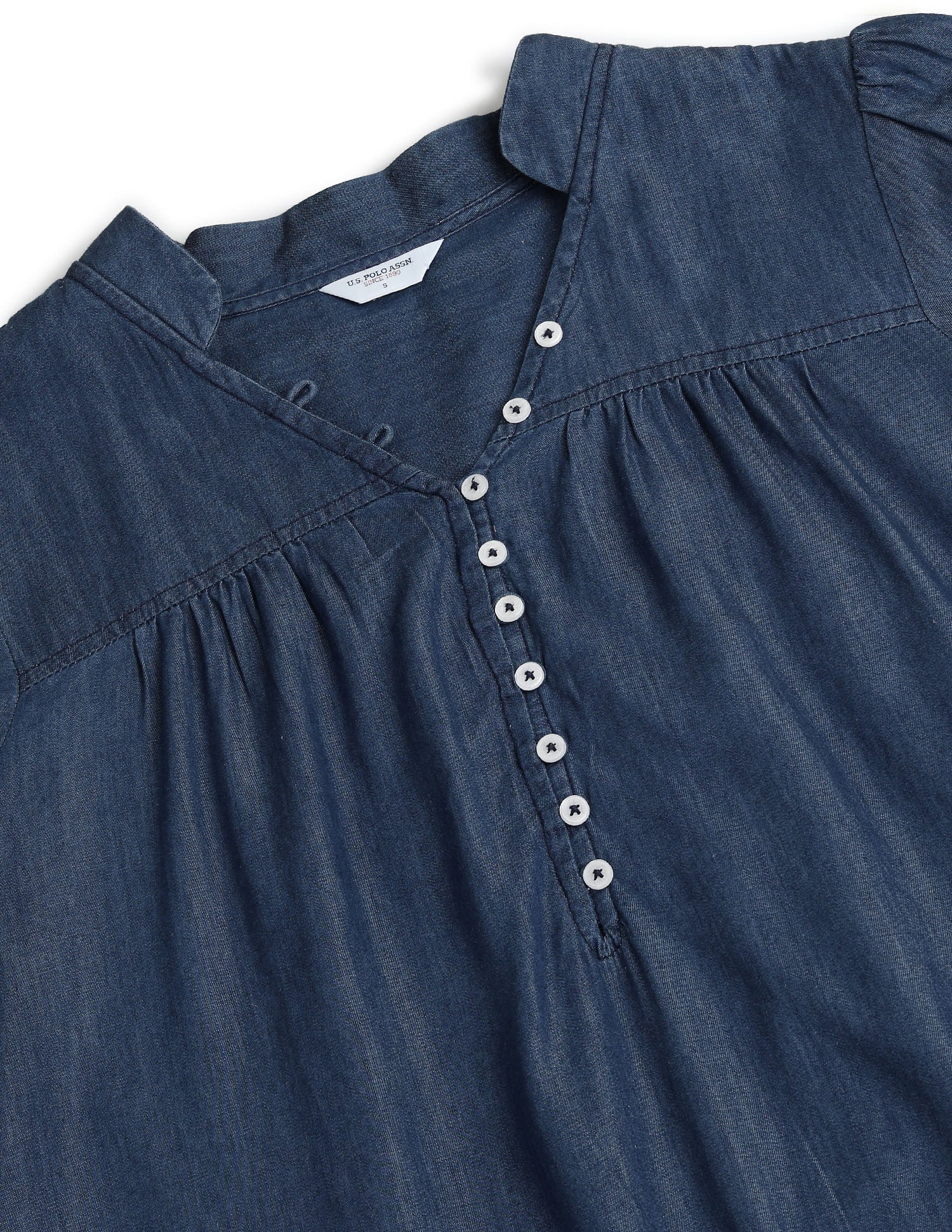 V-Neck Chambray Top Blue - U.S. POLO ASSN. | Large