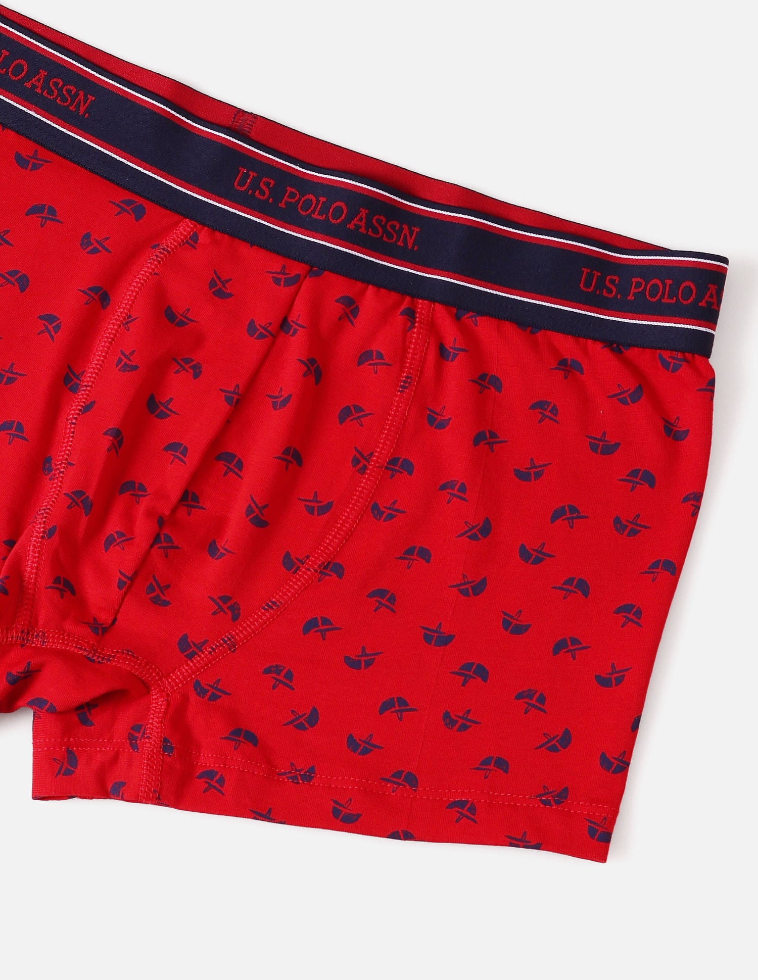 All Over Print Ribbed Jersey I616 Trunks - Pack Of 1 Red Helmet - U.S. Polo Assn. India | Large