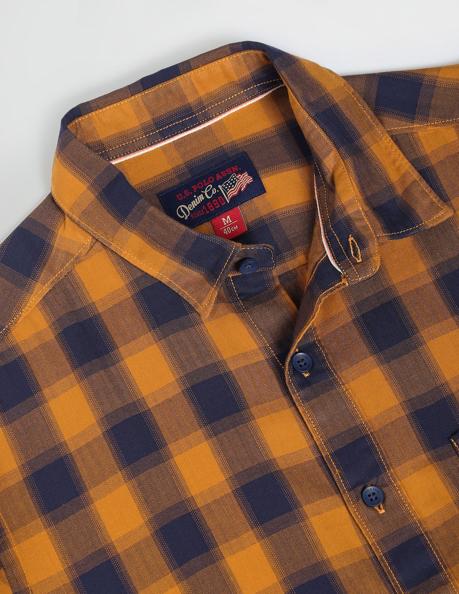 Tartan Check Slim Fit Shirt Ochre - U.S. Polo Assn. India | Large