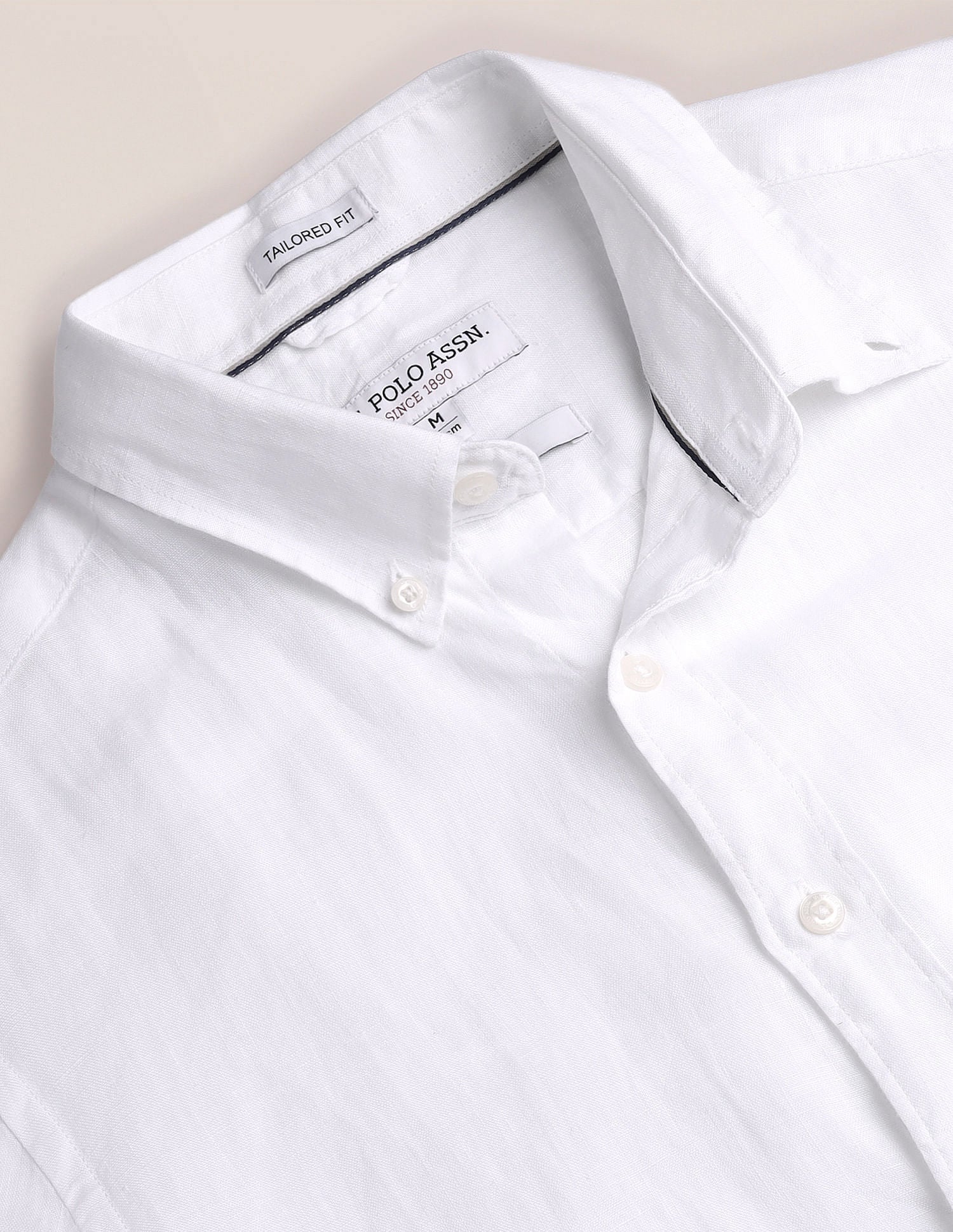 Tailored Fit Linen Shirt White - U.S. POLO ASSN. | Large
