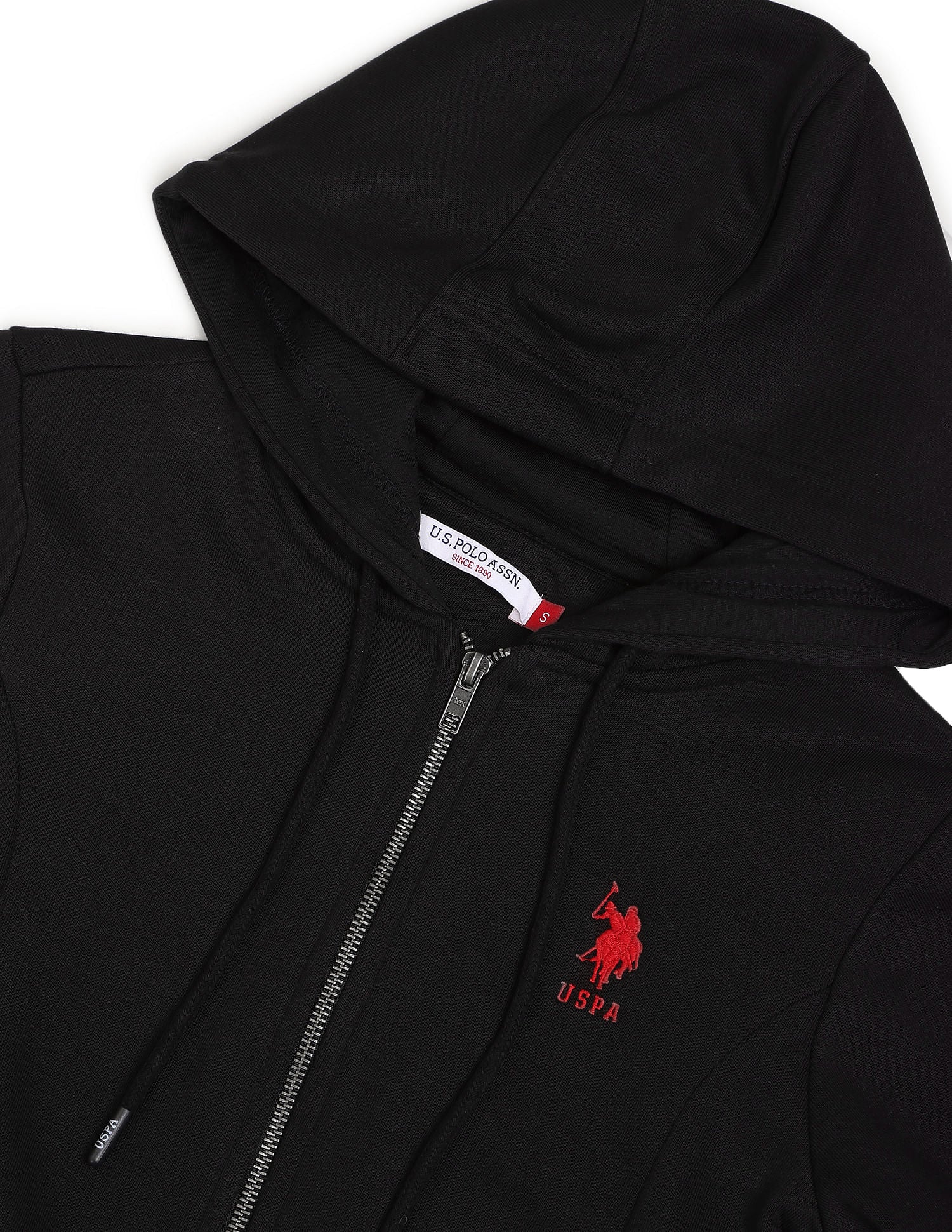 Full Zip Placket Solid Sweatshirt Black - U.S. POLO ASSN. | Large