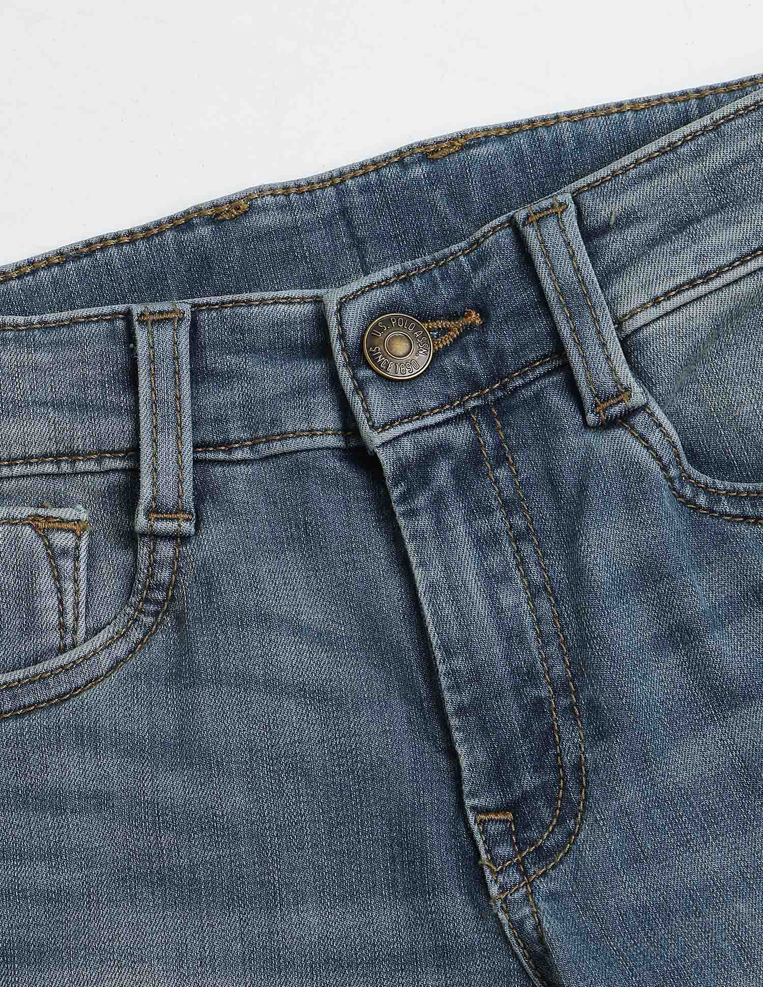 Boys Slim Fit Distressed Jeans Light Blue - U.S. Polo Assn. India | Large