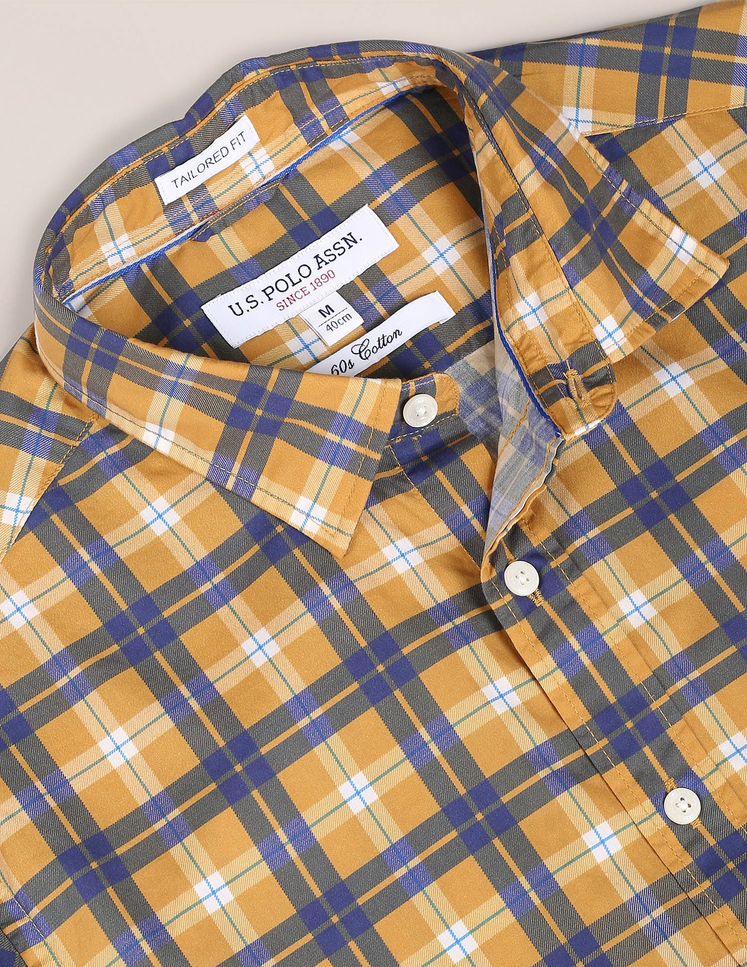 Tartan Check Tailored Regular Fit Shirt Mustard - U.S. Polo Assn. India | Large