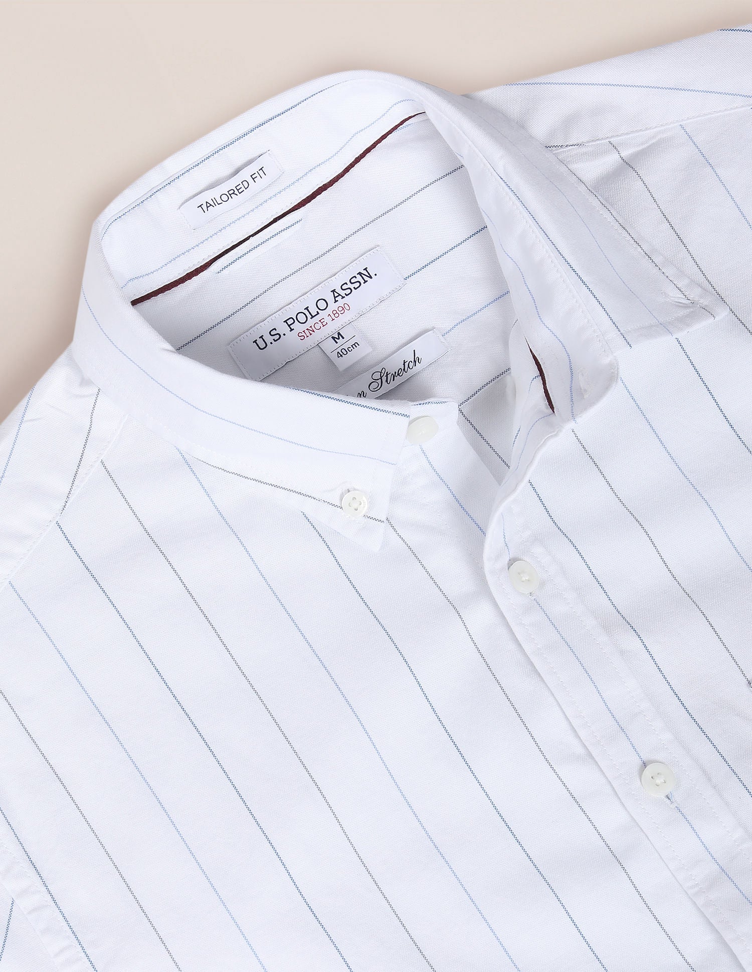 Cotton Stretch Vertical Stripe Shirt White - U.S. Polo Assn. India | Large