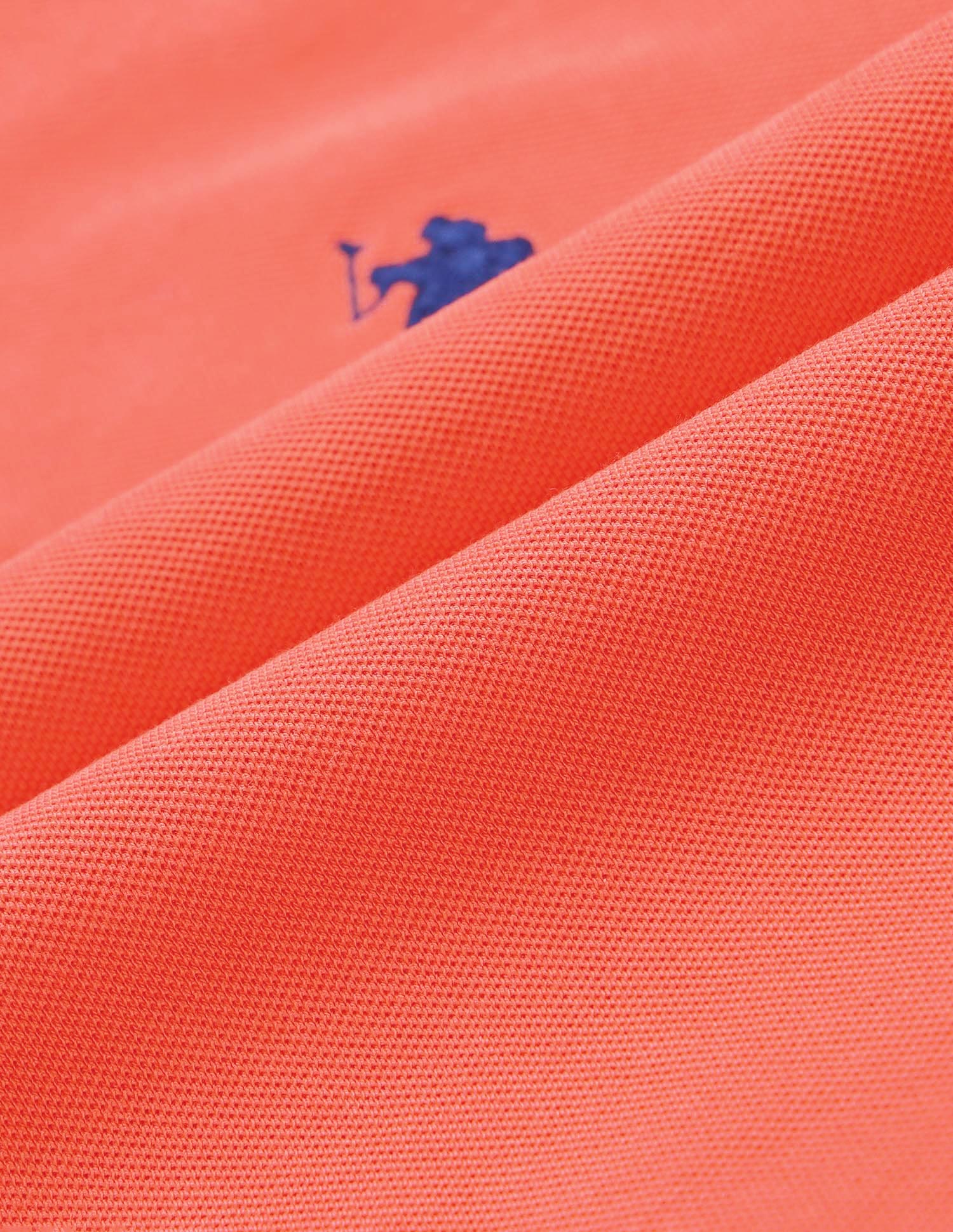 Ribbed Collar Cotton Polo Shirt Coral - U.S. Polo Assn. India | Large