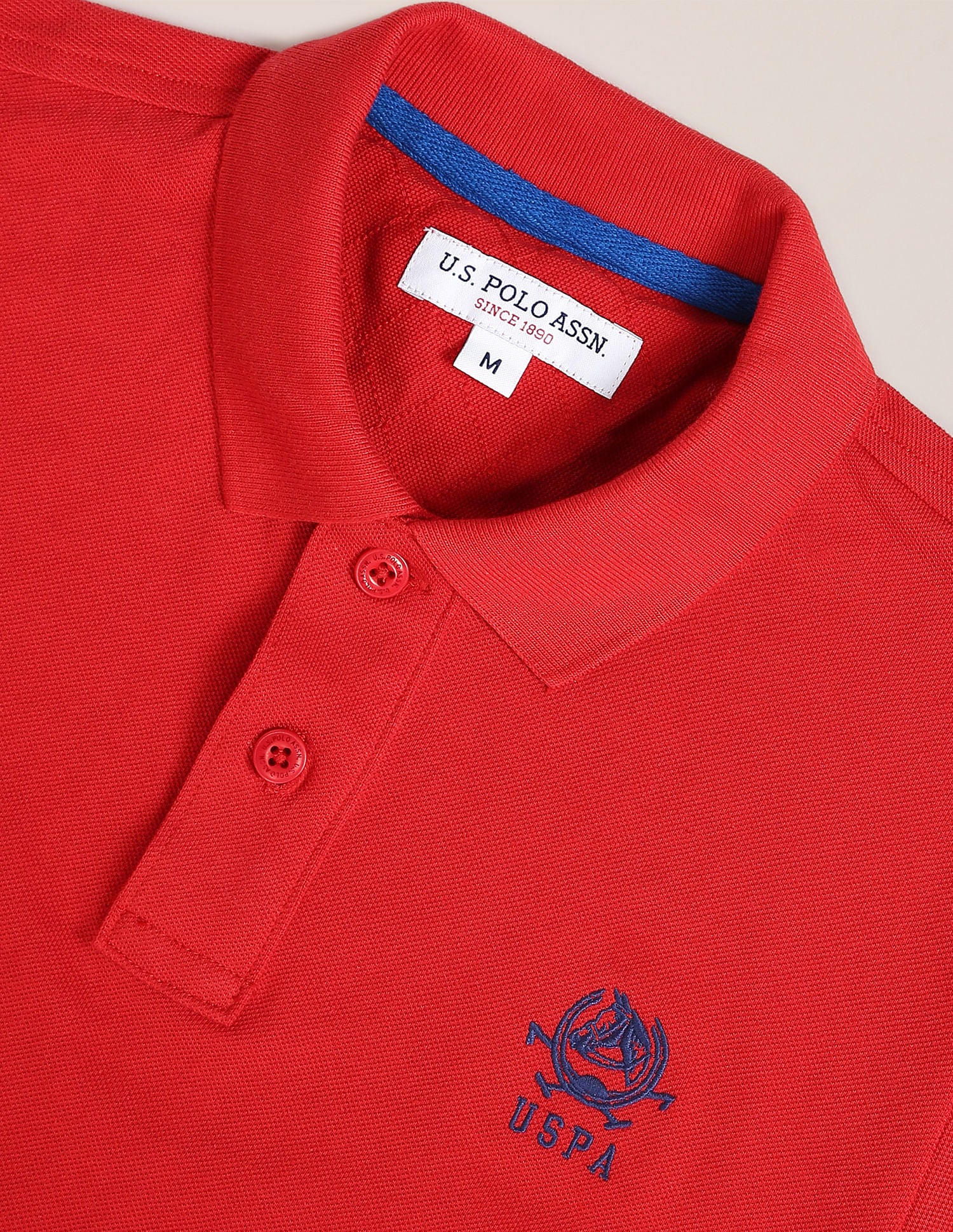 Solid Pique Knit Polo Shirt Red - U.S. Polo Assn. India | Large