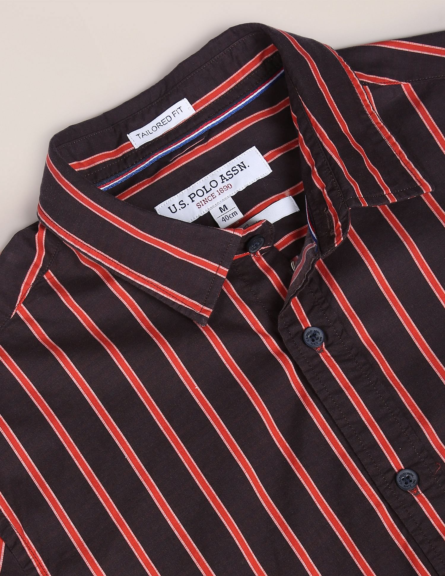 Pure Cotton Striped Casual Shirt Black - U.S. POLO ASSN. | Large