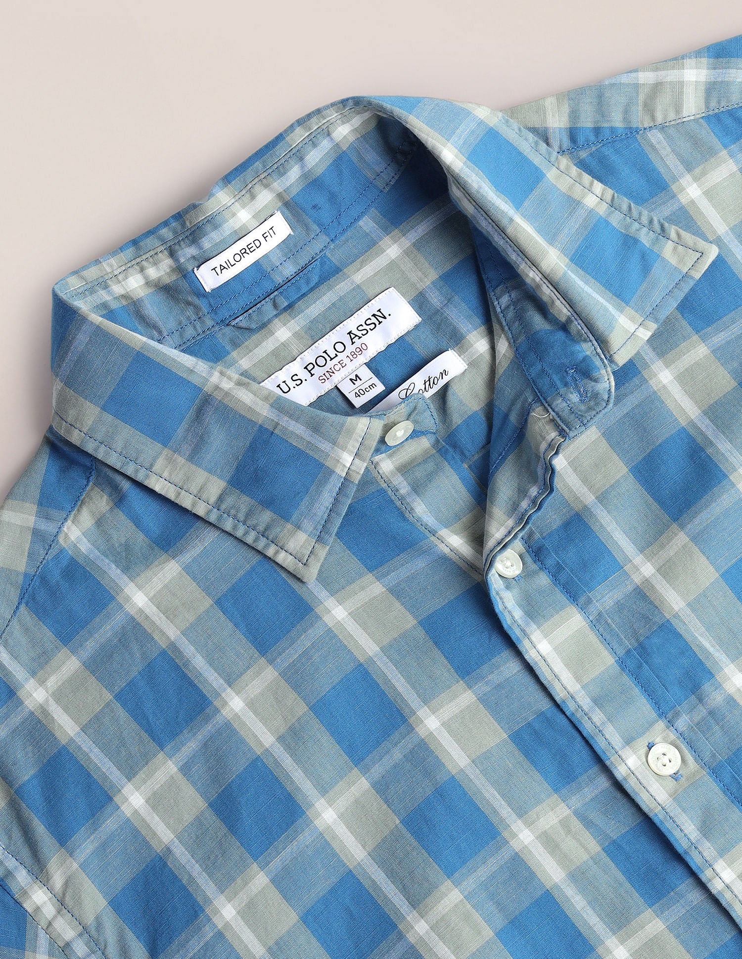 Tartan Check Tailored Fit Shirt Blue - U.S. Polo Assn. India | Large