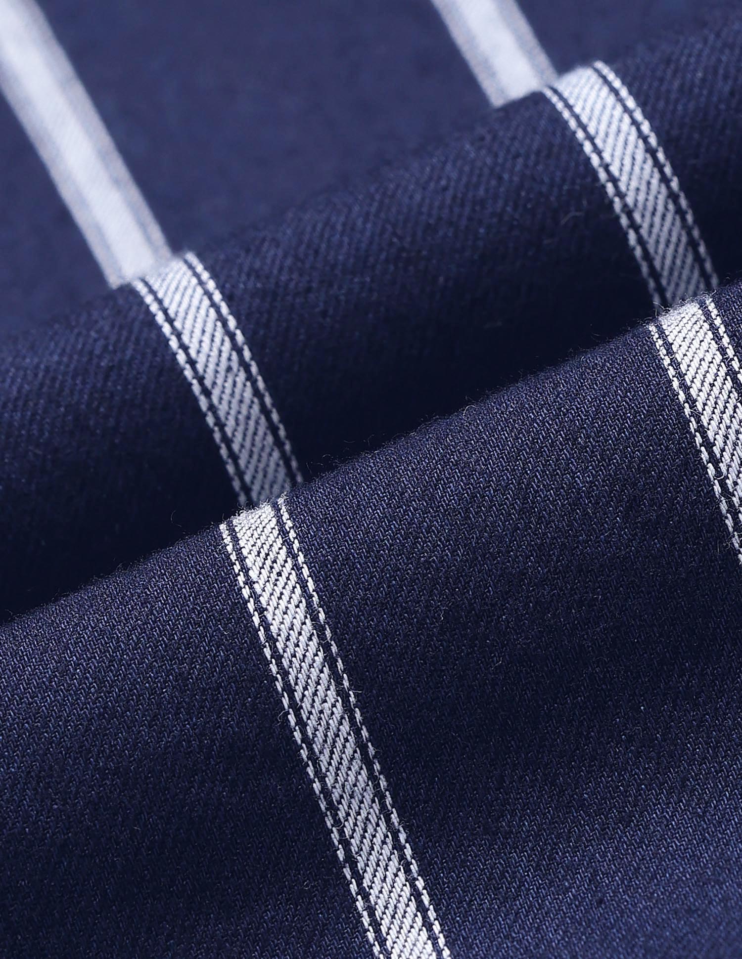 Vertical Striped Pure Cotton Shirt Indigo - U.S. Polo Assn. India | Large