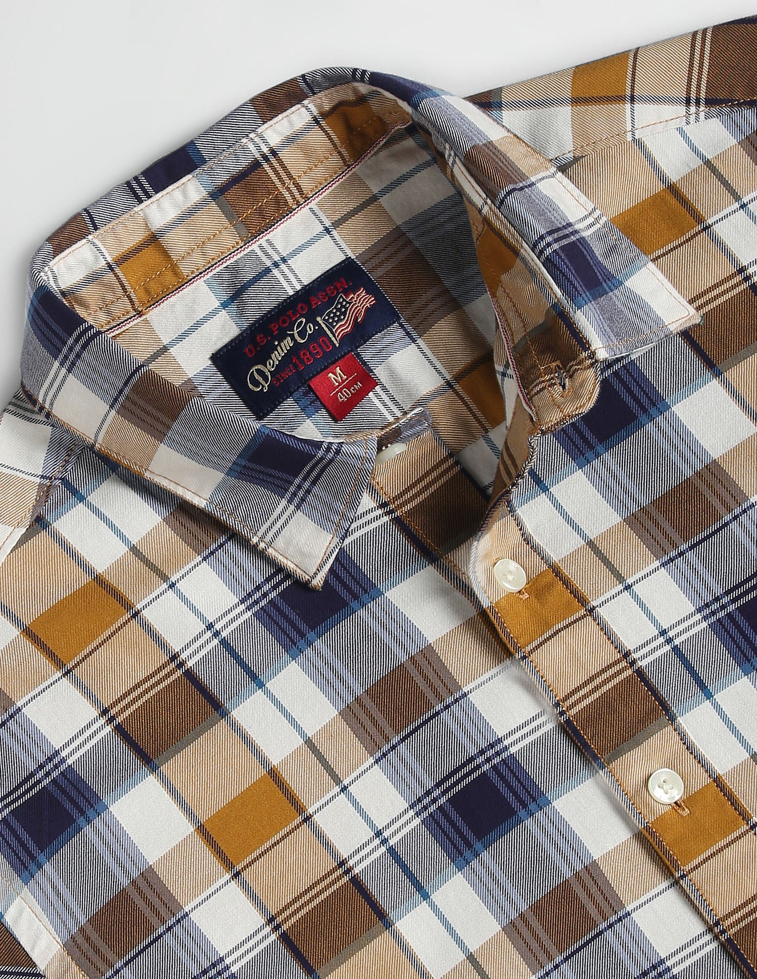 Plaid Check Twill Shirt Orange - U.S. POLO ASSN. | Large