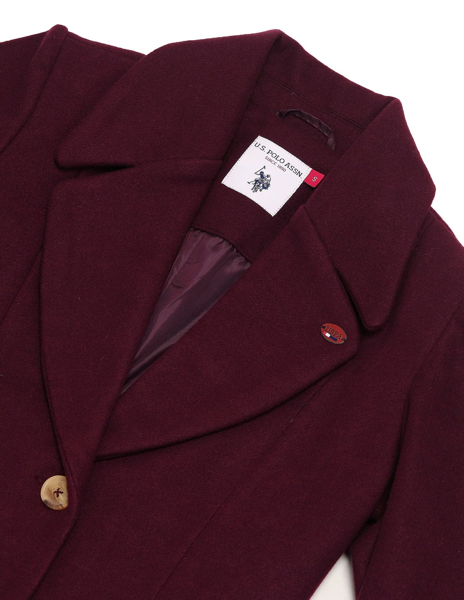 Long Line Solid Jacket Maroon - U.S. Polo Assn. India | Large