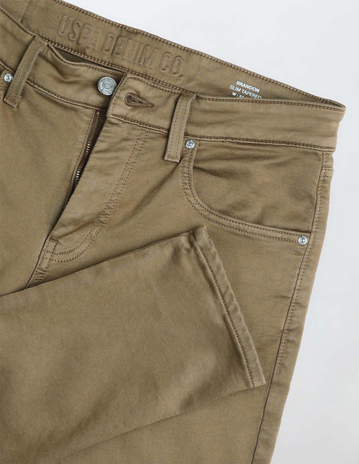 Brandon Slim Tapered Fit Brown Jeans Khaki - U.S. Polo Assn. India | Large