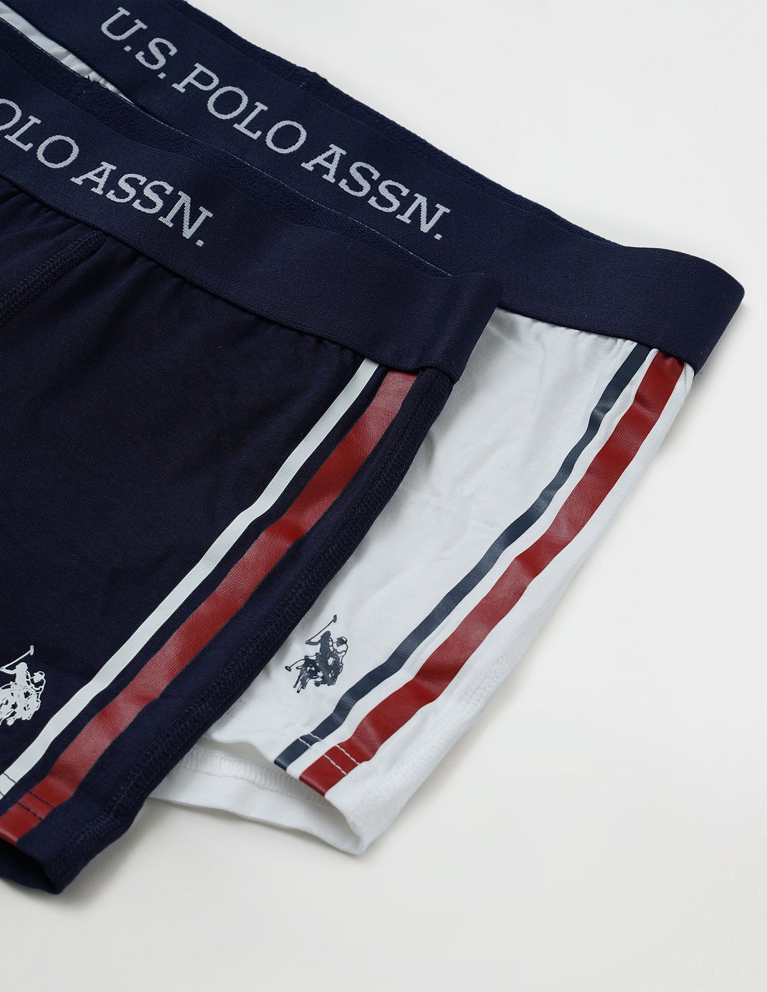 Solid Super Soft ET001 Trunks - Pack Of 2 Navy and White - U.S. POLO ASSN. | Large