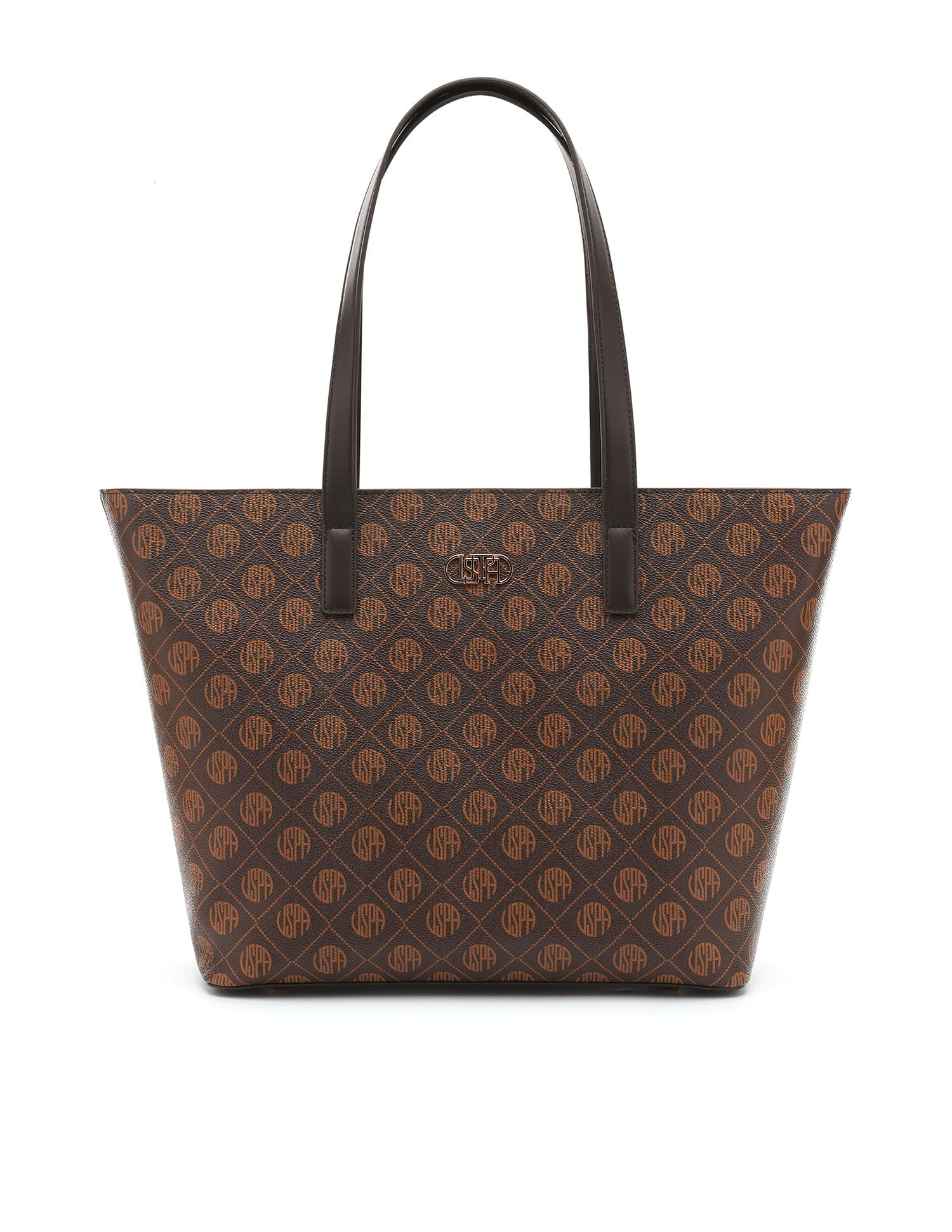 Isla Monogram Tote Handbag Brown - U.S. Polo Assn. India | Large