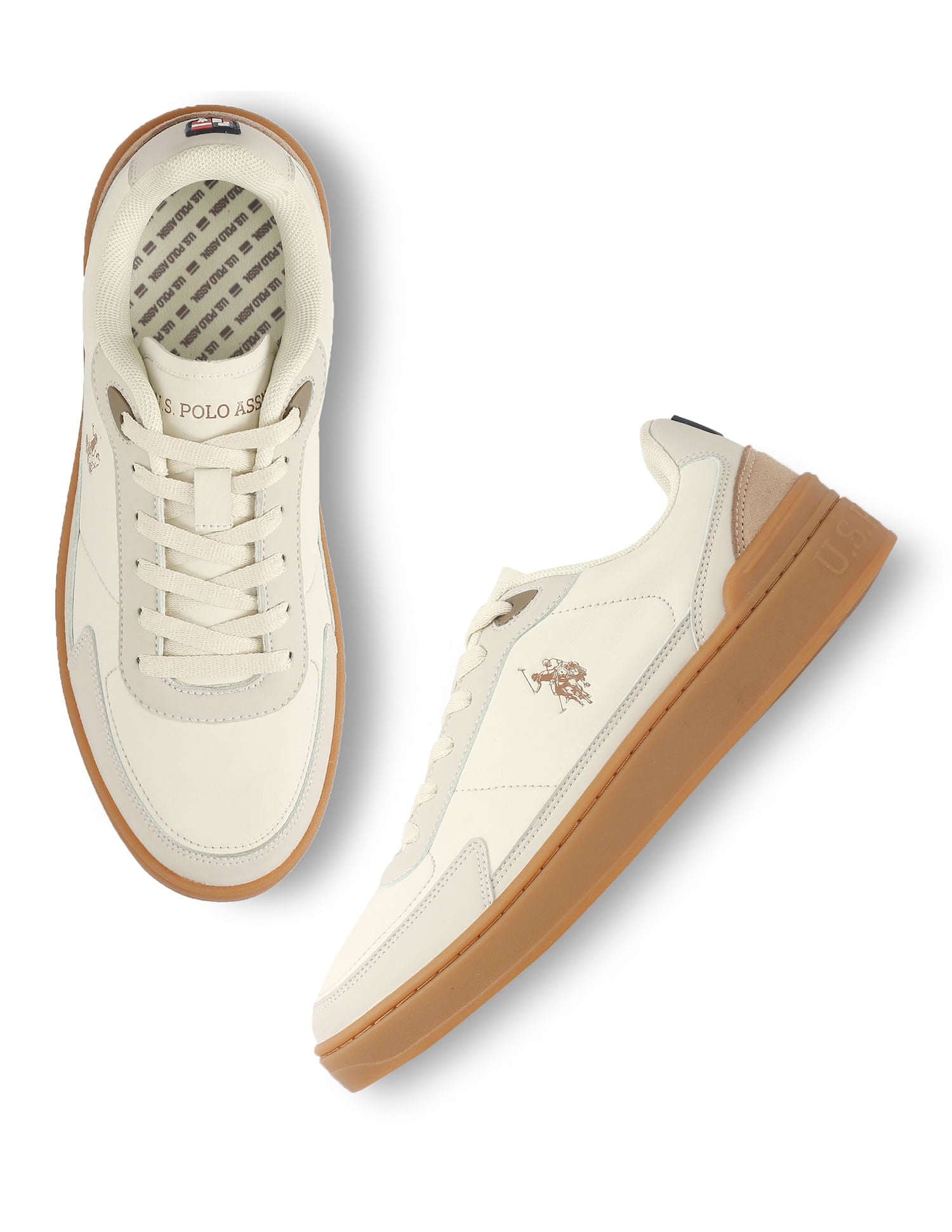 Men Round Toe Crest Sneakers Beige - U.S. POLO ASSN. | Large