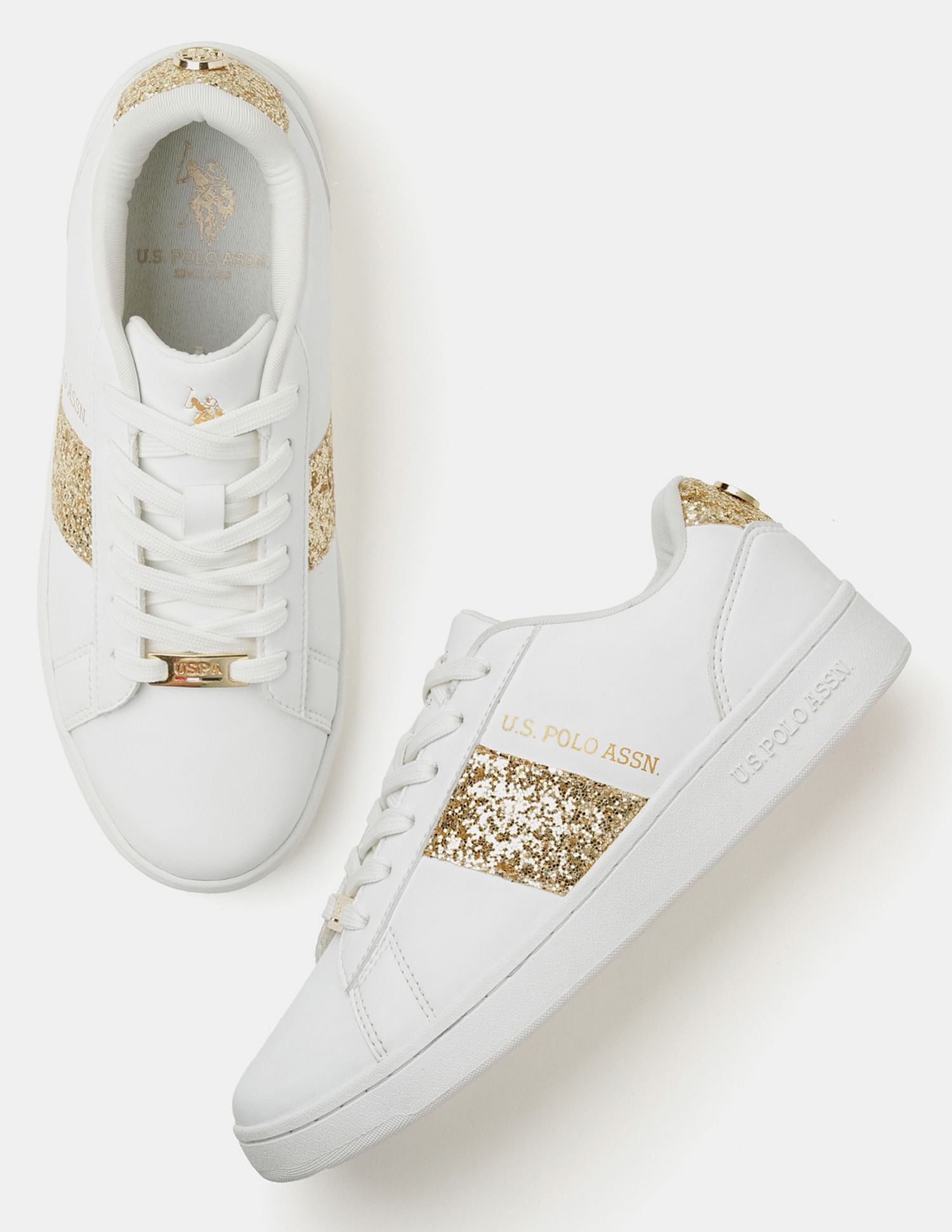 Women Glitter Kate 3.0 Sneakers Off White - U.S. POLO ASSN. | Large