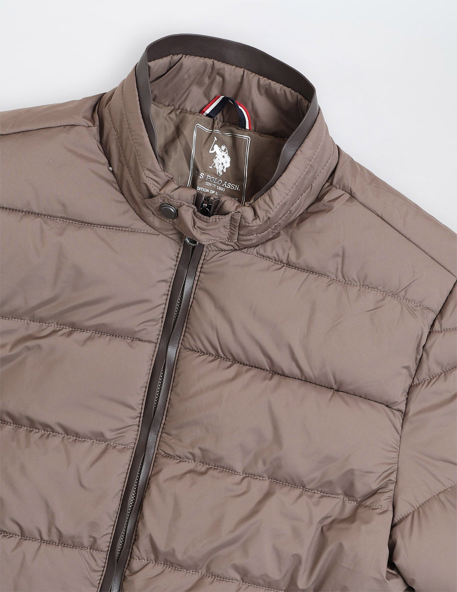 Solid Regular Fit Puffer Jacket Light Brown - U.S. Polo Assn. India | Large