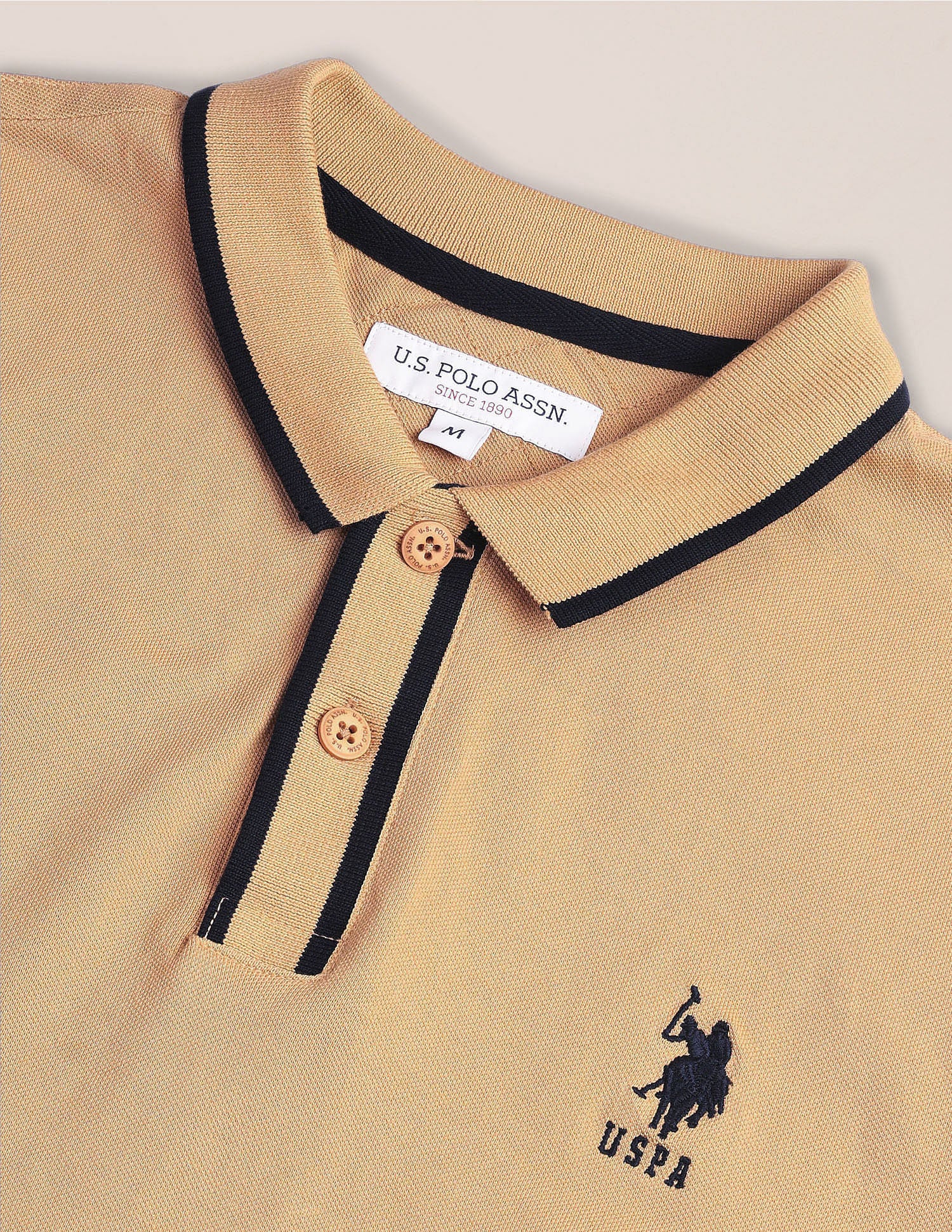 Slim Fit Logo Polo Shirt Beige - U.S. Polo Assn. India | Large