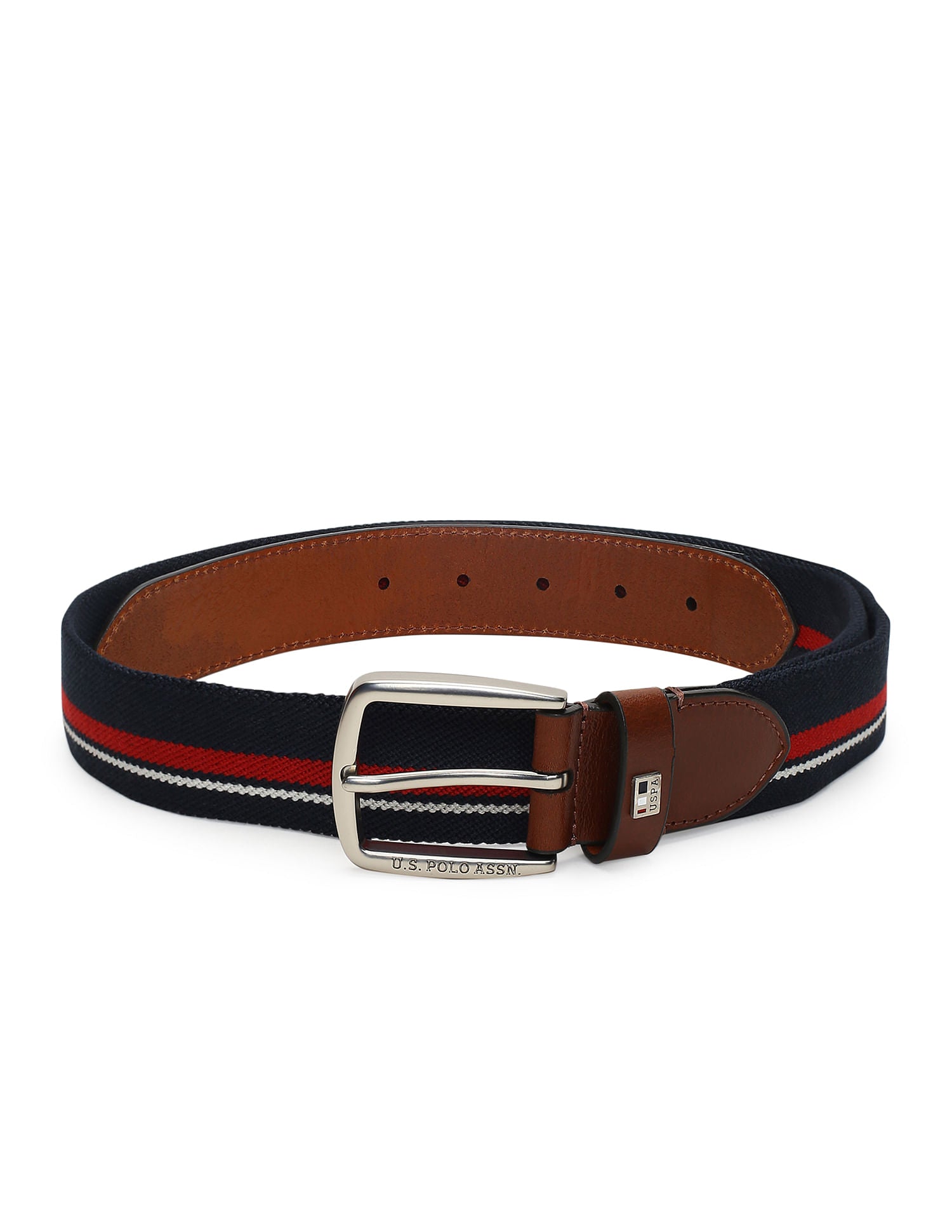 Striped Knit Belt Brown and Navy - U.S. POLO ASSN. | Large