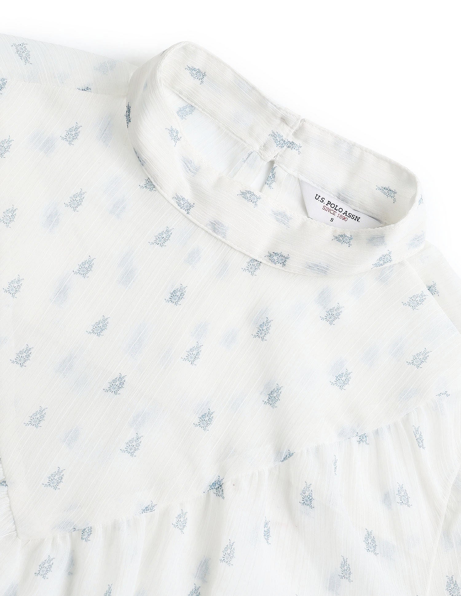 Floral Printed Chiffon Top Off White - U.S. POLO ASSN. | Large