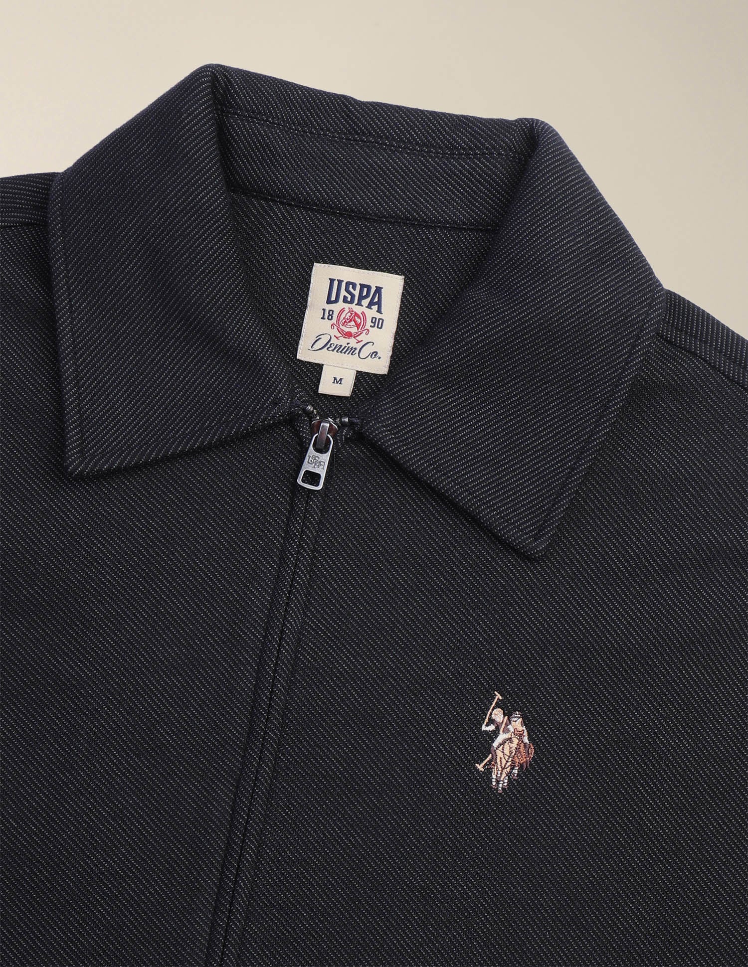 Solid Regular Fit Zipper Sweatshirt Black - U.S. Polo Assn. India | Large