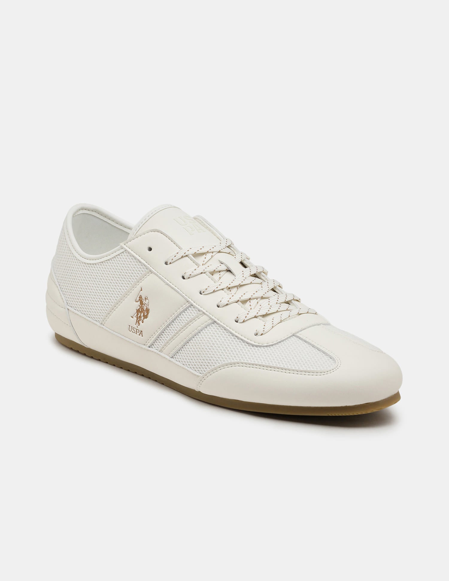 Round Toe Lace Ups Streak Sneakers White - U.S. Polo Assn. India | Large