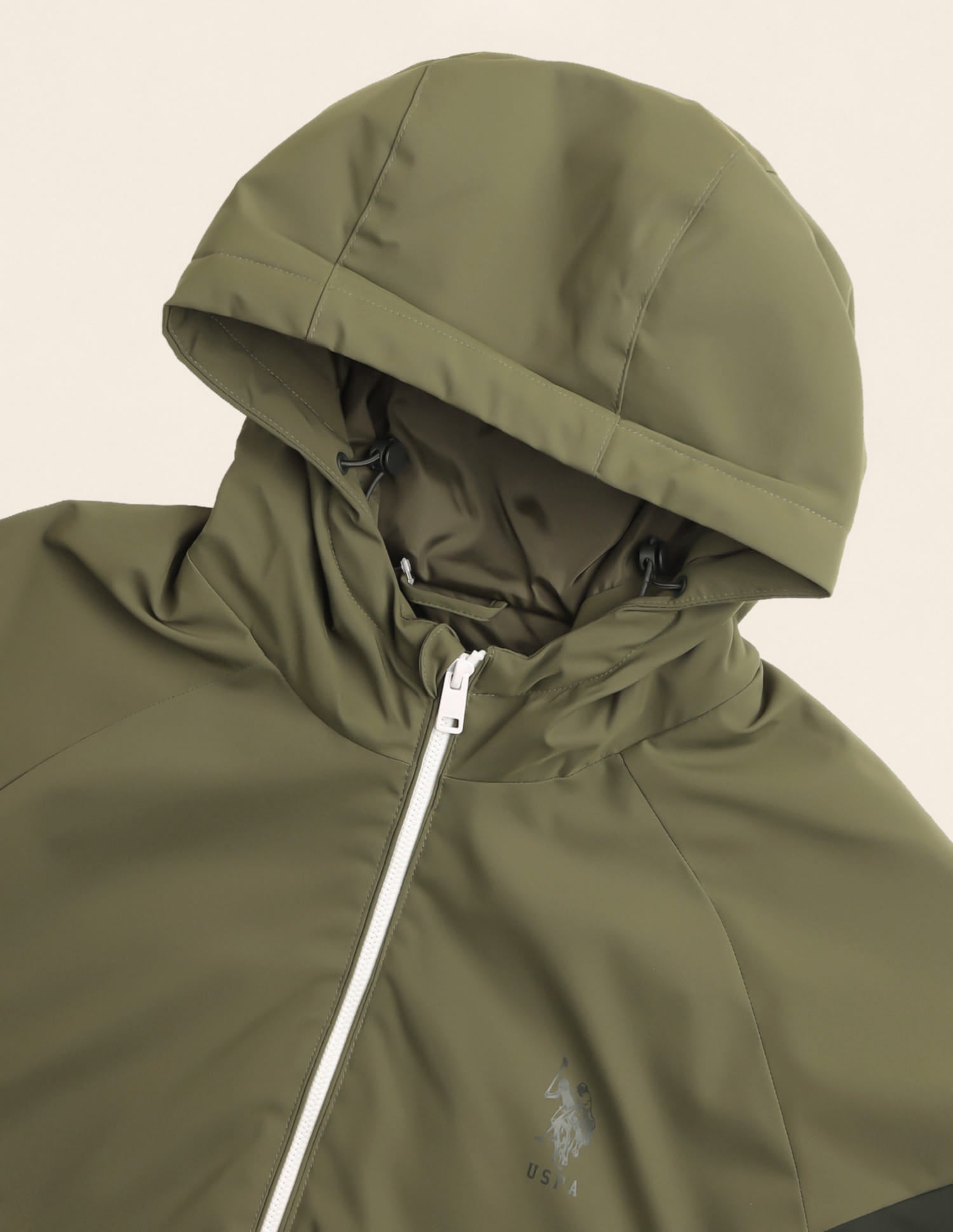 Colour Block Logo Hooded Jacket Olive - U.S. Polo Assn. India | Large