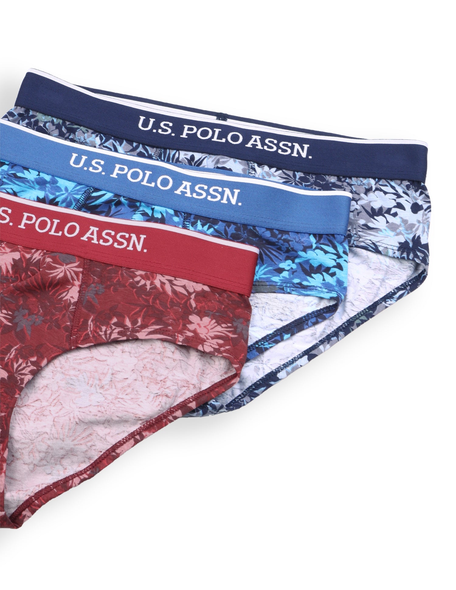 Abrasion Free Printed OEB24 Briefs - Pack Of 3 Blue, Red, Grey - U.S. Polo Assn. India | Large