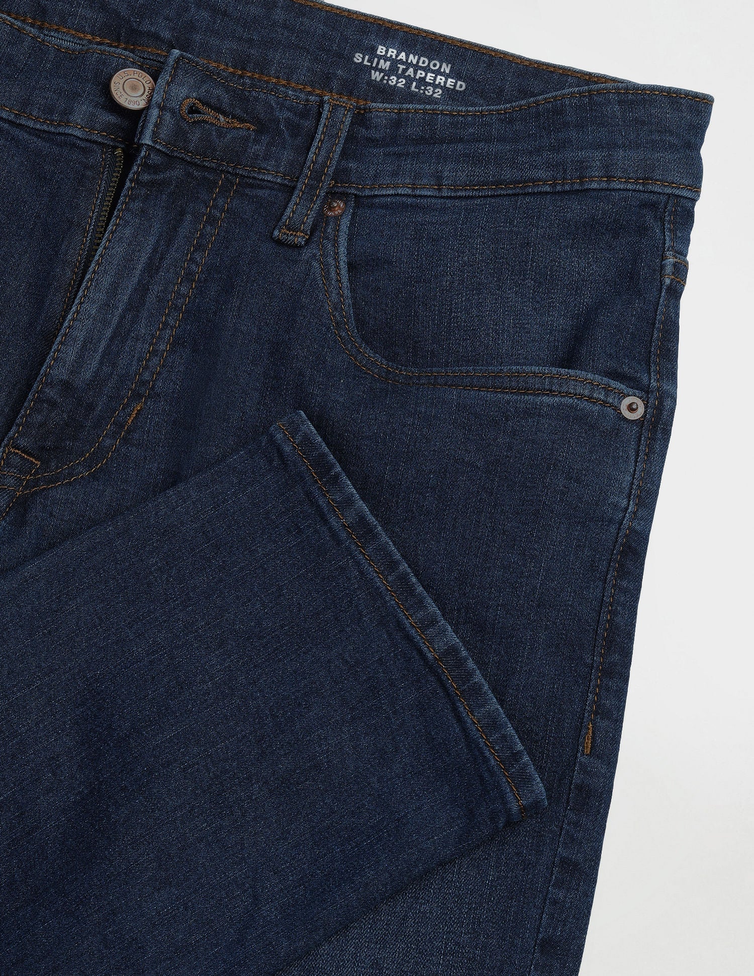 Brandon Slim Tapered Fit Mid Rise Jeans Dark Blue - U.S. Polo Assn. India | Large