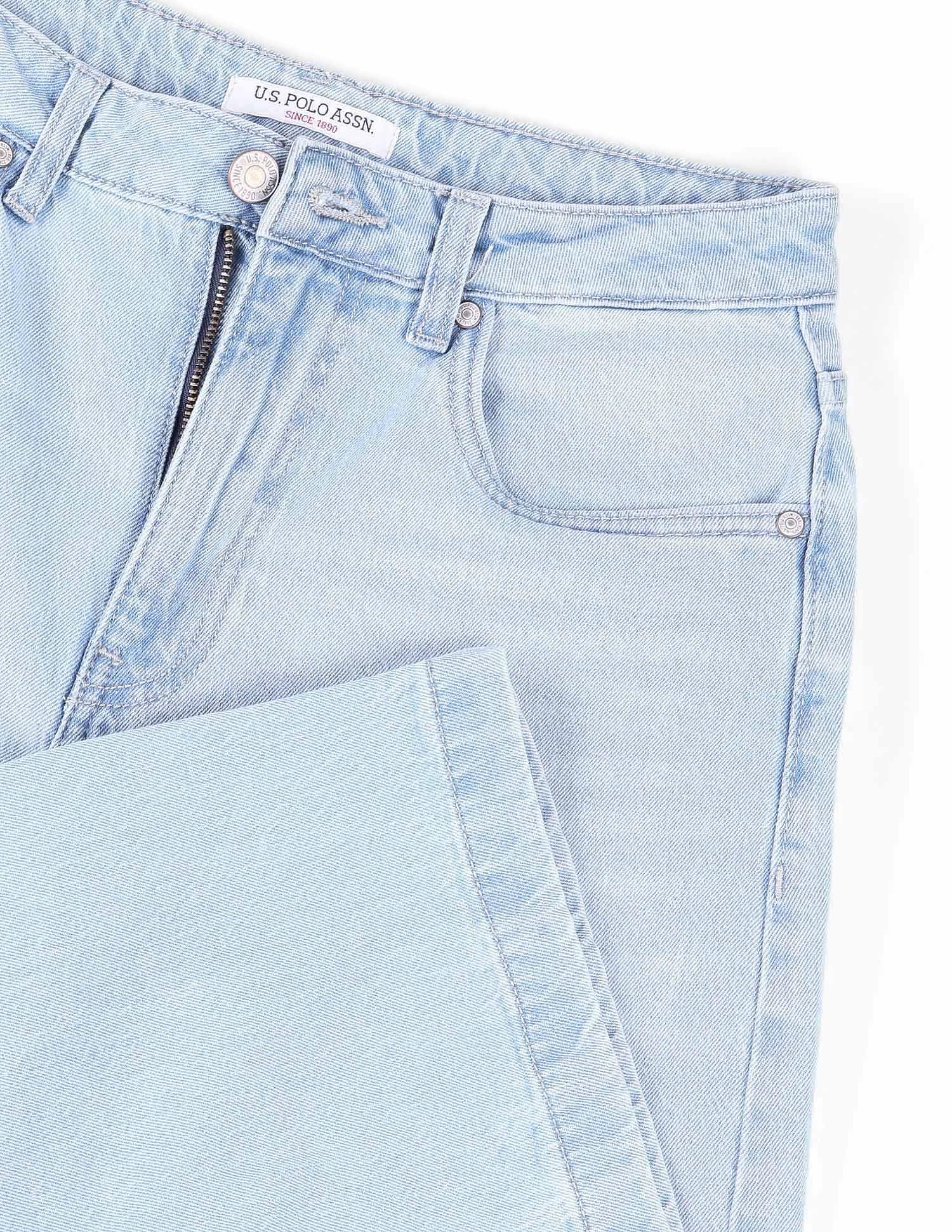 High Rise Wide Leg Jeans Light Blue - U.S. POLO ASSN. | Large