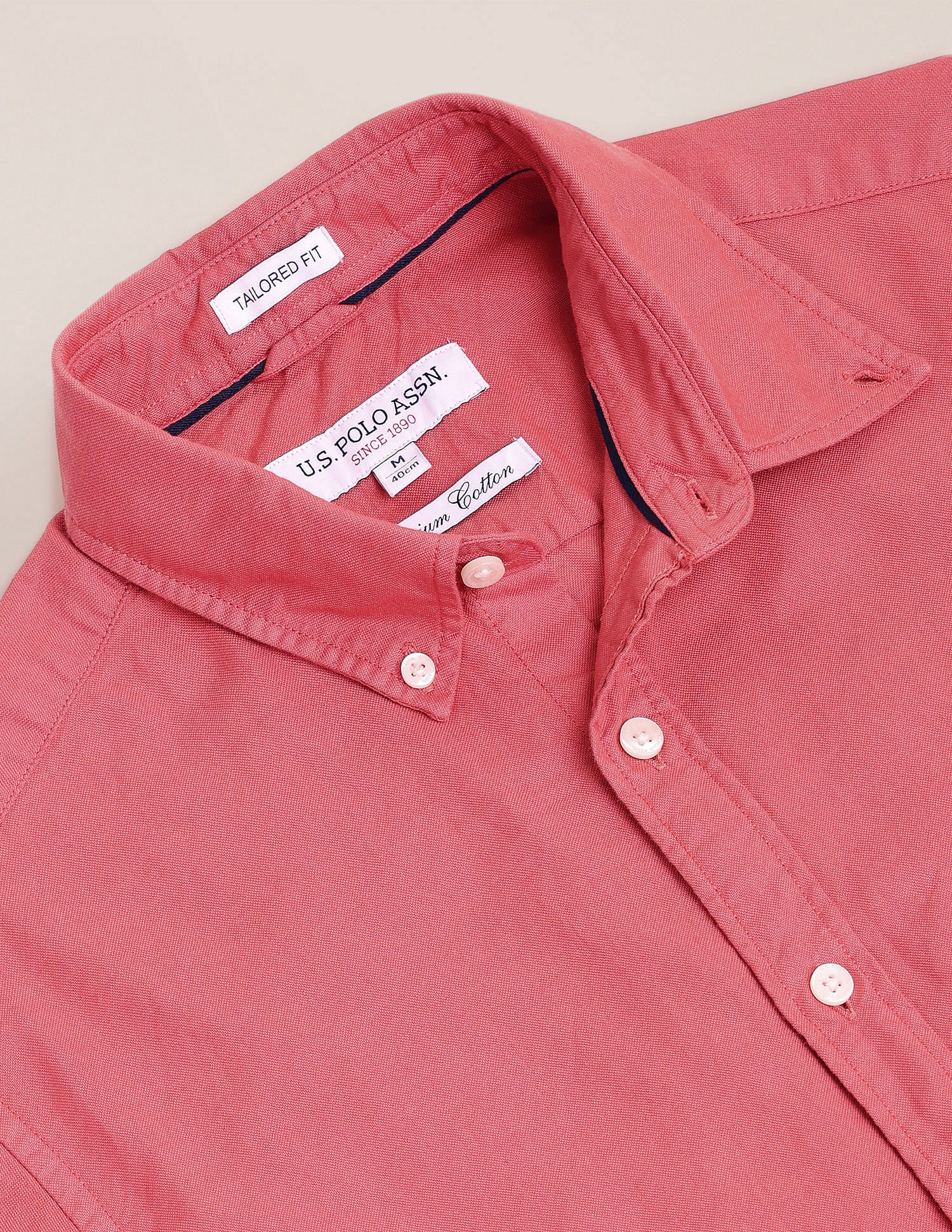 Button Down Collar Solid Shirt Rust - U.S. Polo Assn. India | Large