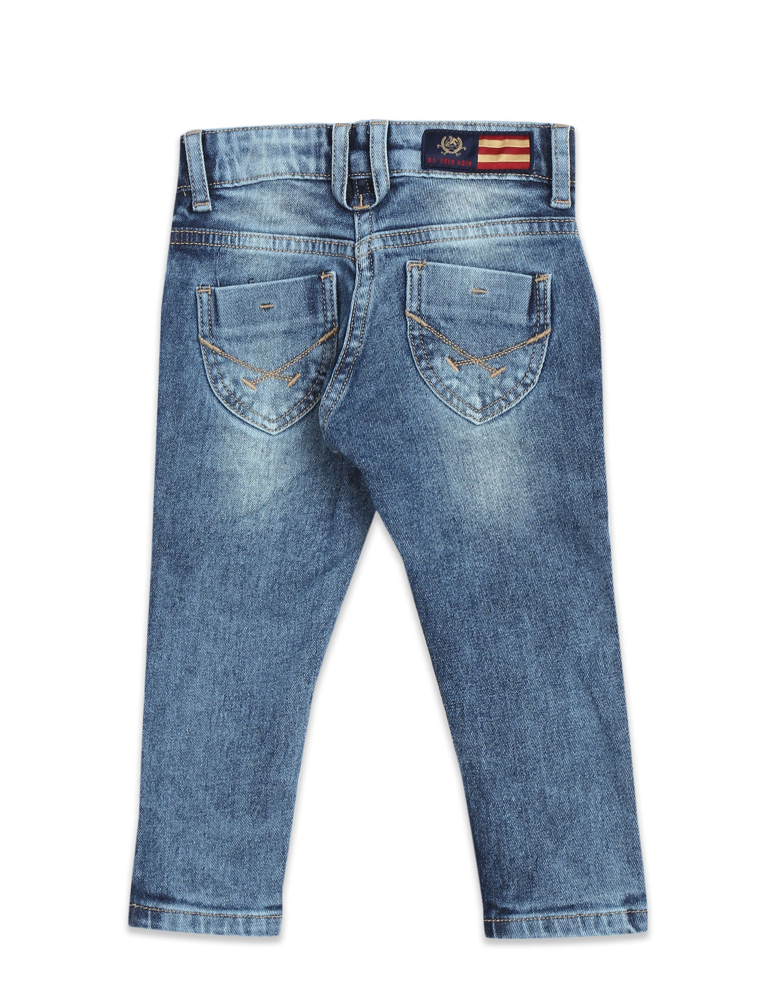 Girls Blue Mid Rise Slim Fit Acid Wash Jeans Blue - U.S. POLO ASSN. | Large