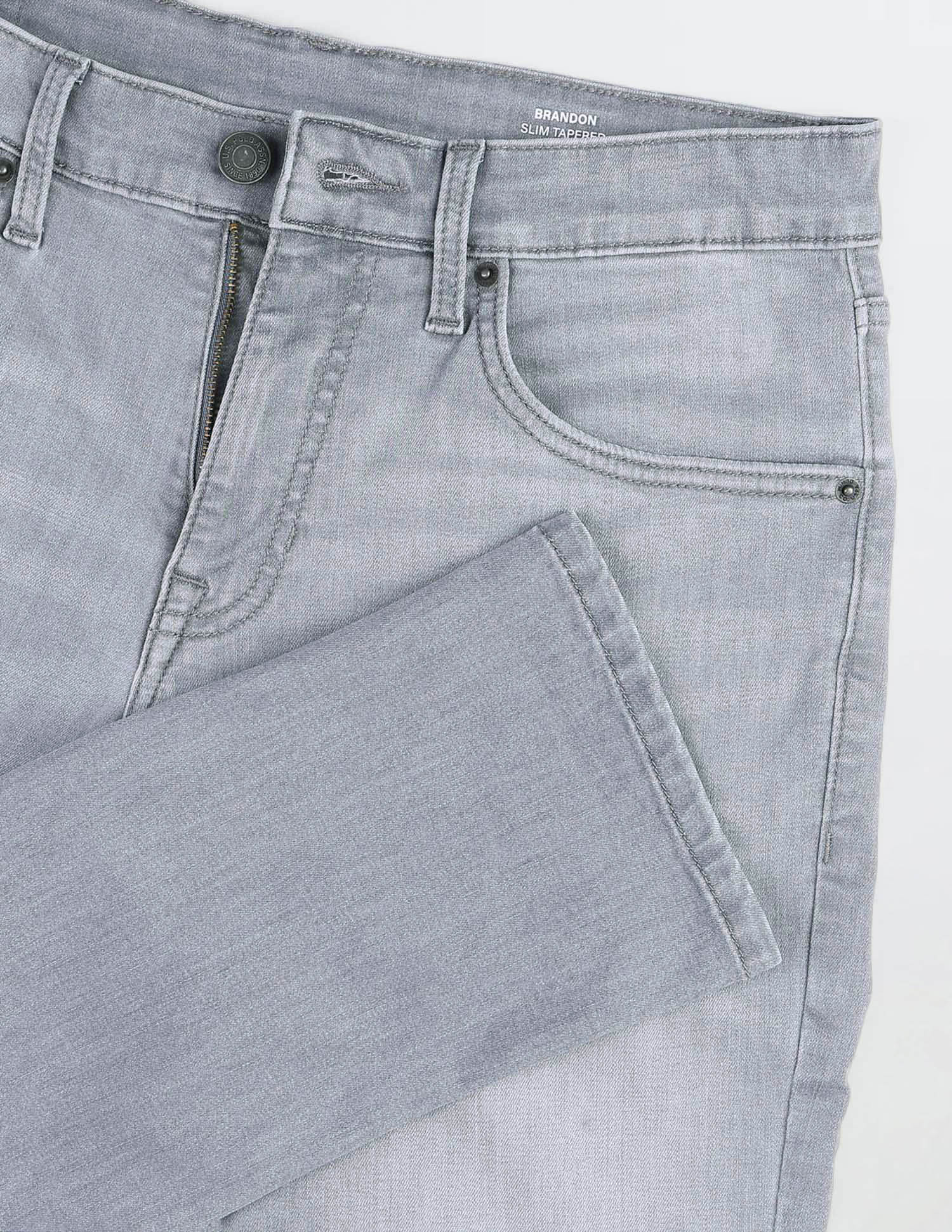 Brandon Slim Tapered Fit Mid Rise Jeans Light Grey - U.S. POLO ASSN. | Large