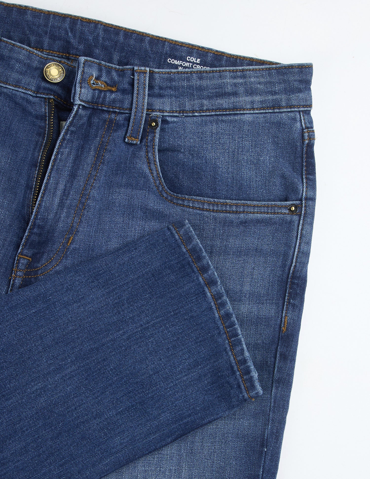 Cole Comfort Cropped Fit Blue Jeans Mid Blue - U.S. Polo Assn. India | Large