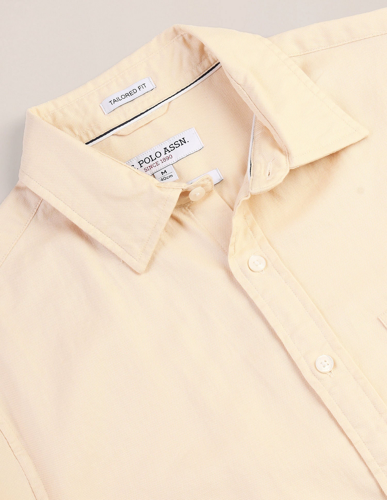 Solid Dobby Shirt Ivory - U.S. Polo Assn. India | Large