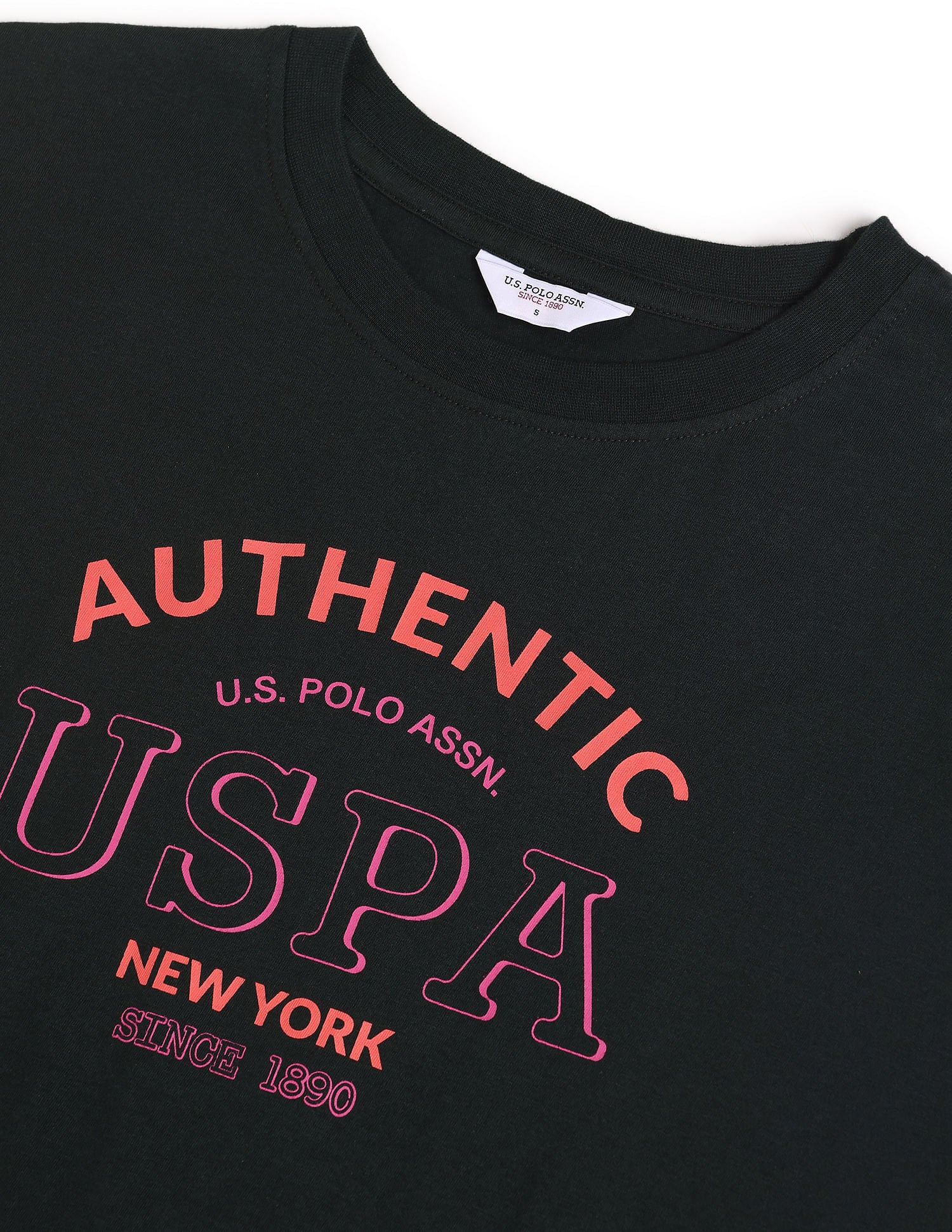 Crew Neck Typographic Print T-Shirt Dark Green - U.S. POLO ASSN. | Large