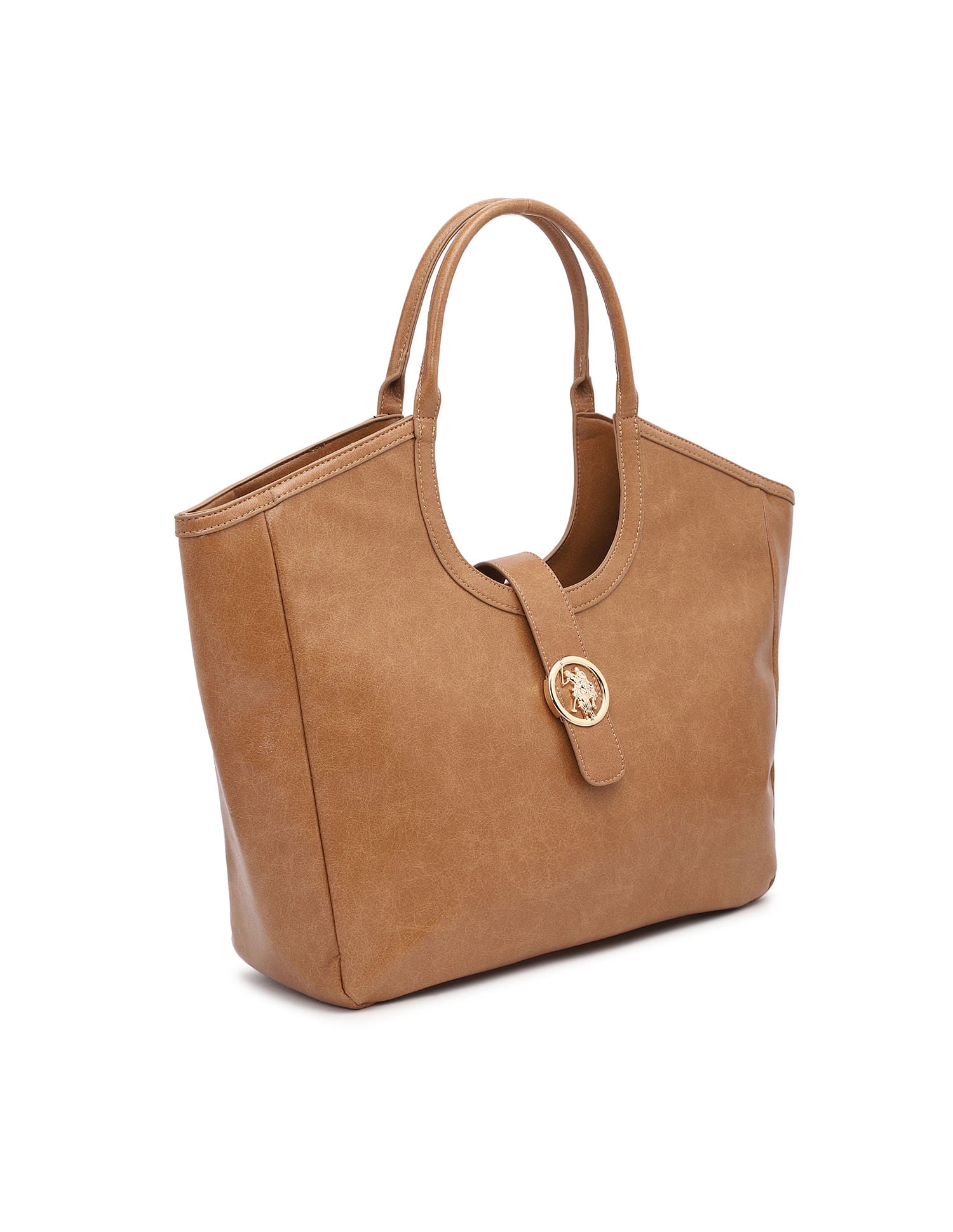 Women Aris Textured Tote Bag Tan - U.S. POLO ASSN. | Large