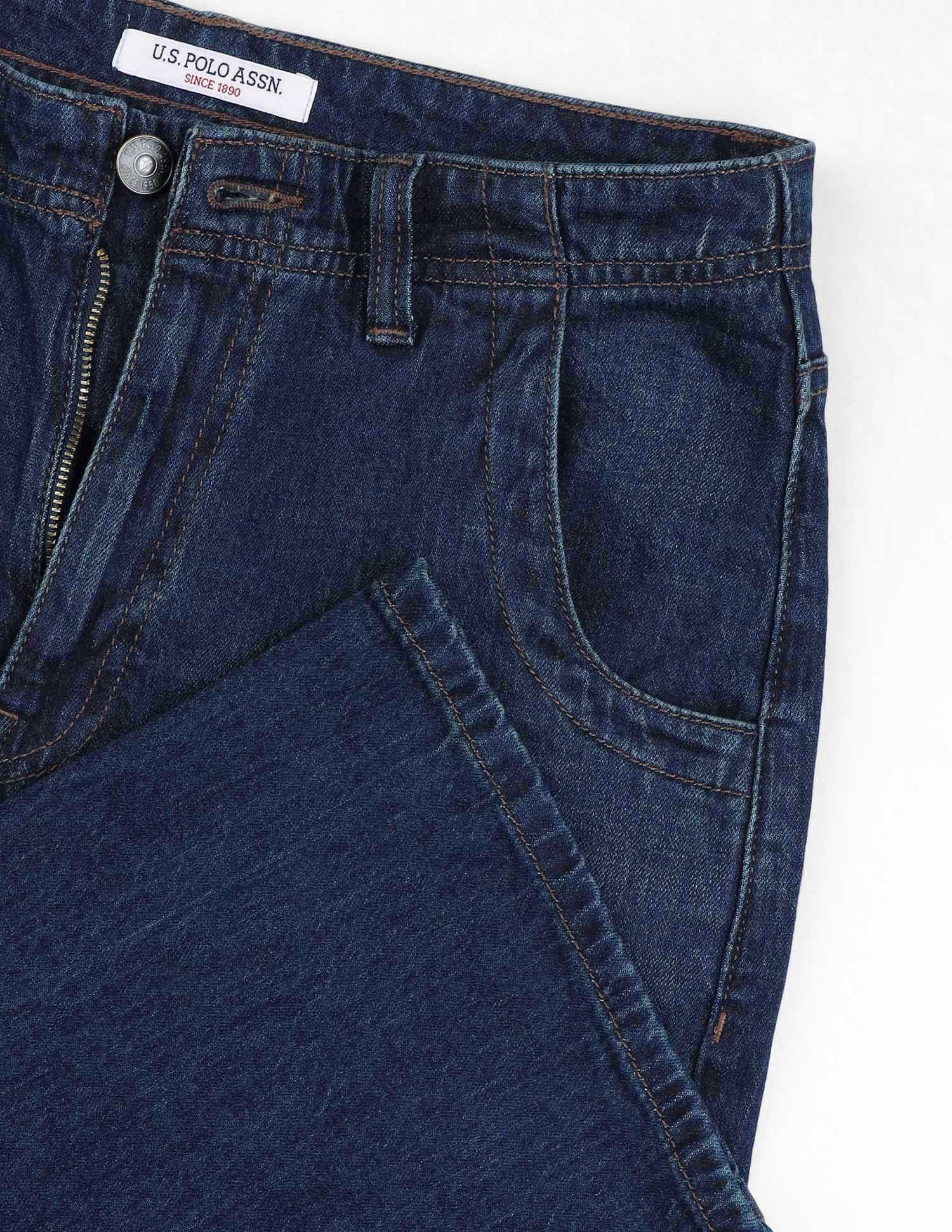High Rise Straight Fit Jeans Dark Blue - U.S. POLO ASSN. | Large
