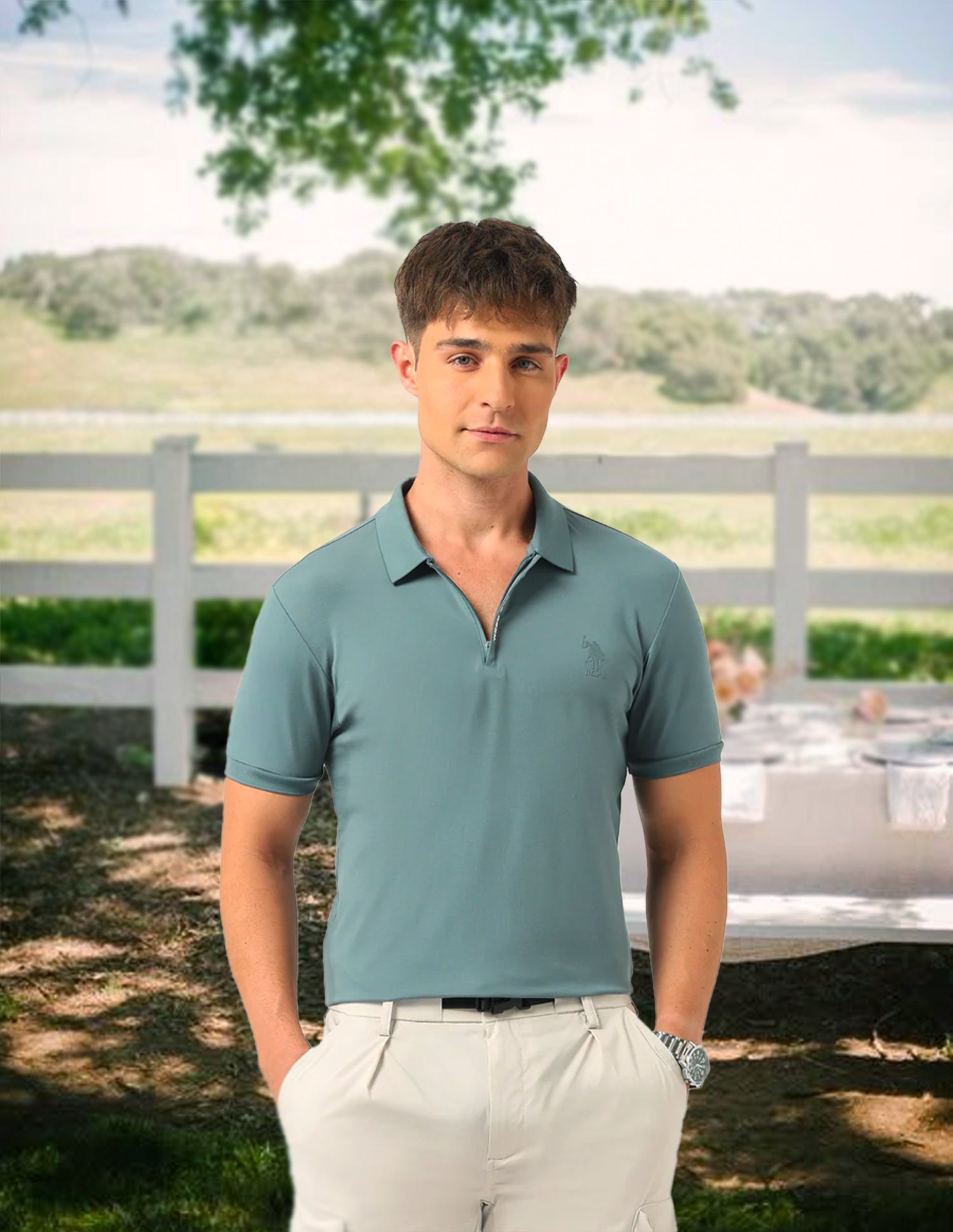 Solid Muscle Fit Polo Shirt Teal - U.S. Polo Assn. India | Large