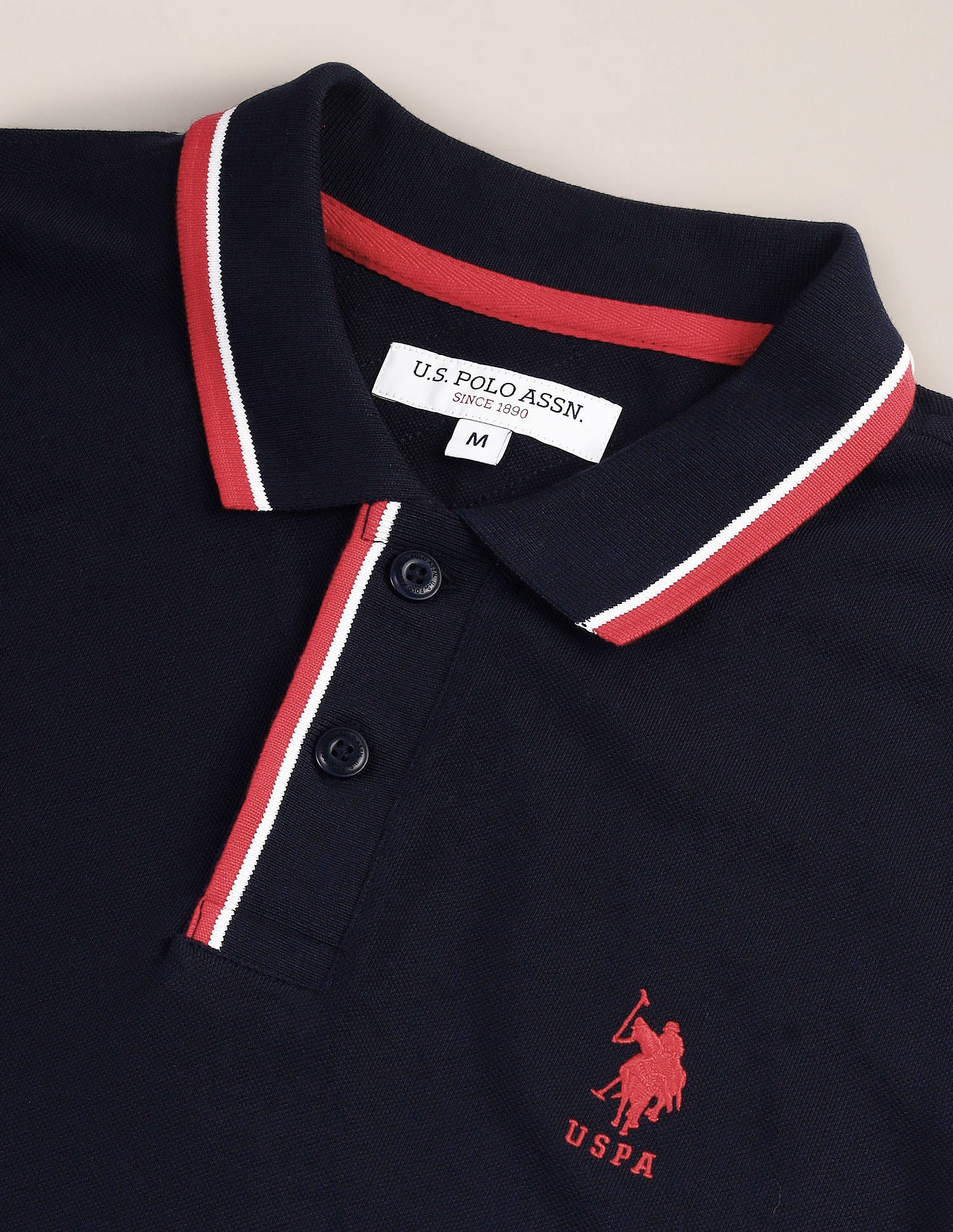 Tipped Collar Slim Polo Shirt Navy - U.S. Polo Assn. India | Large
