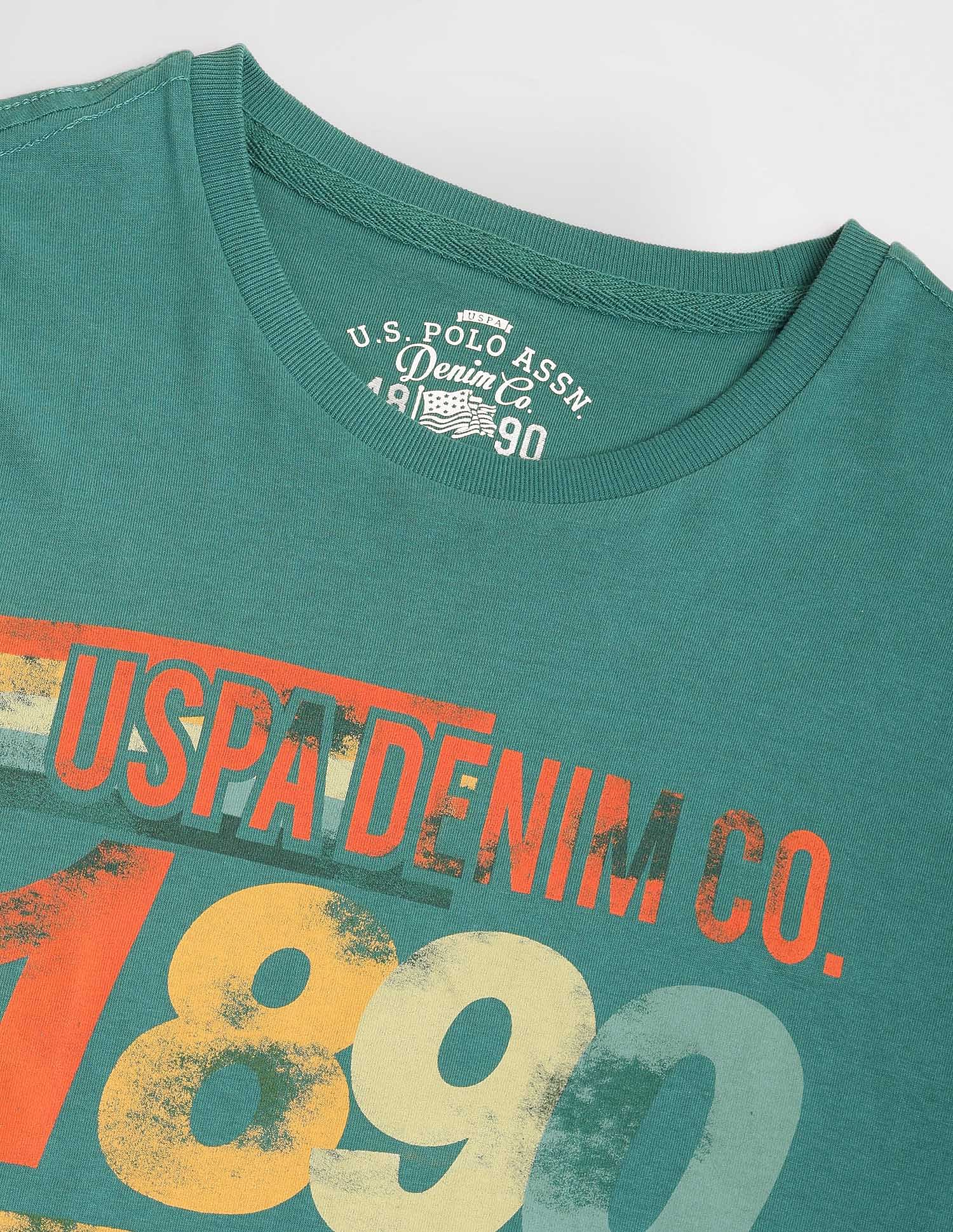 Crew Neck Brand Print T-Shirt Dark Green - U.S. Polo Assn. India | Large
