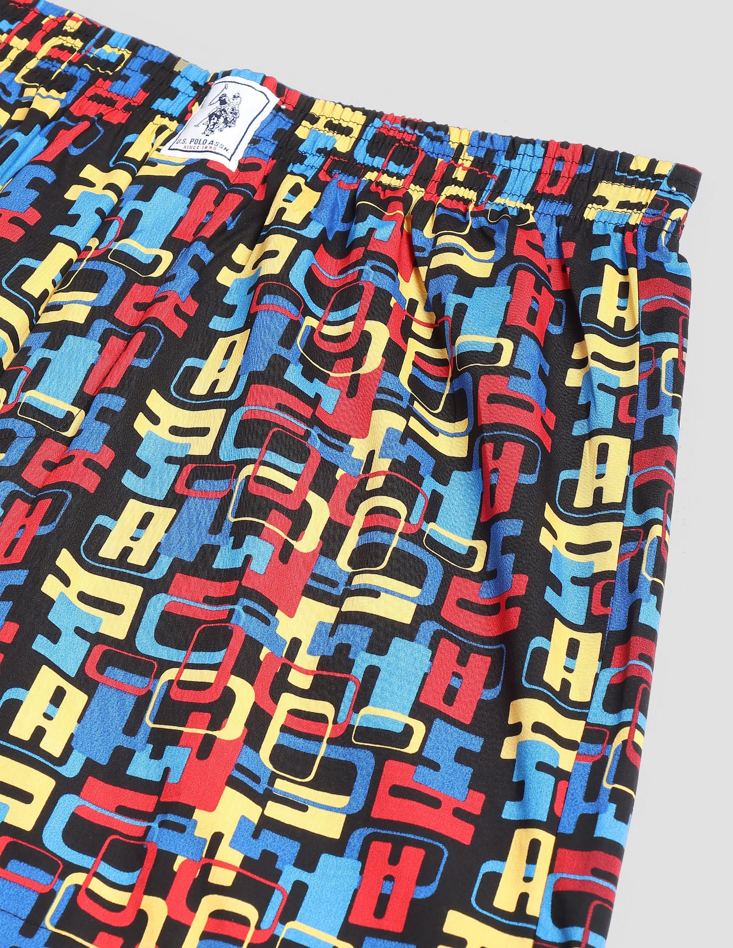Back Pocket All Over Print IYAC Boxers - Pack Of 1 Black and Blue - U.S. POLO ASSN. | Large