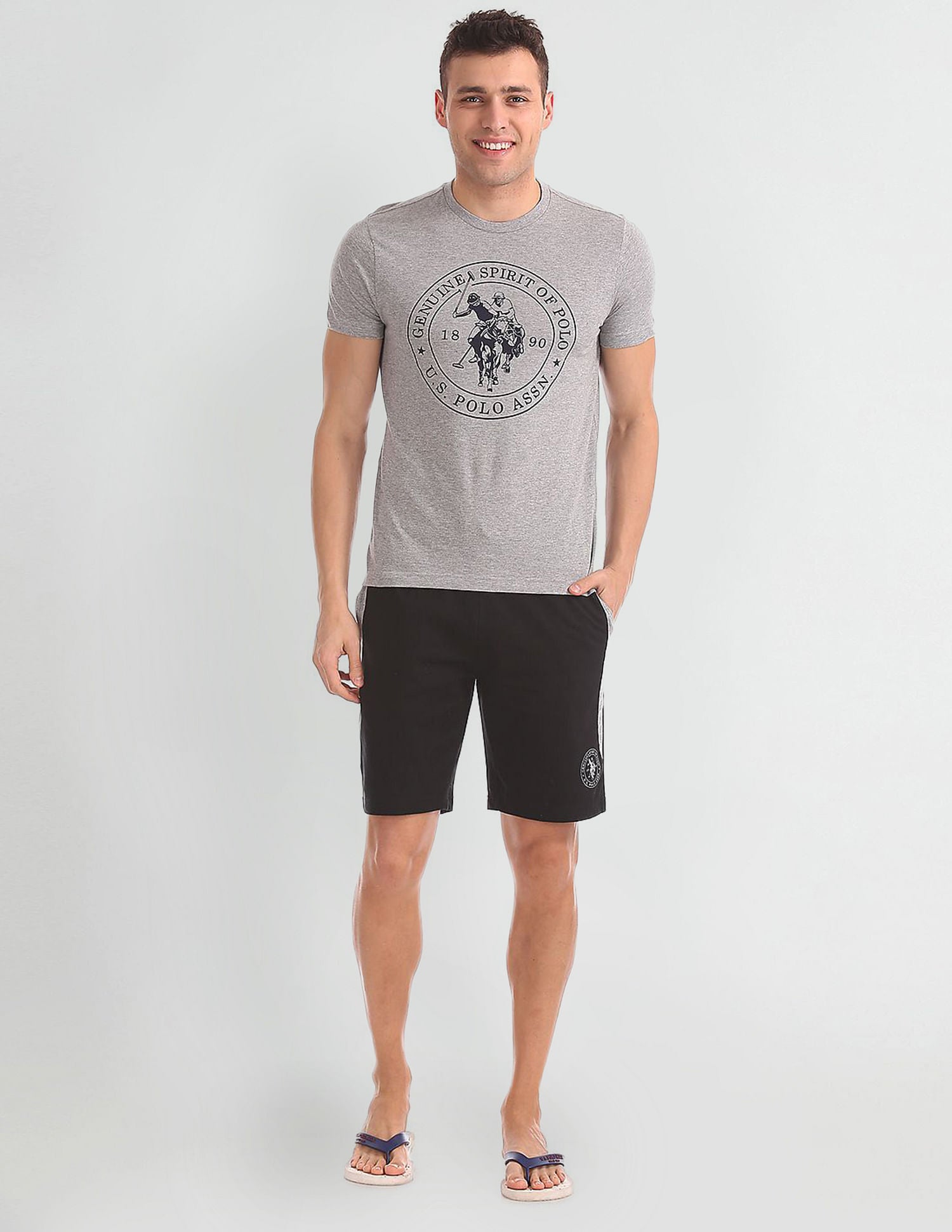 Comfort Fit Printed I643 Lounge T-Shirt - Pack Of 1 Grey - U.S. POLO ASSN. | Large