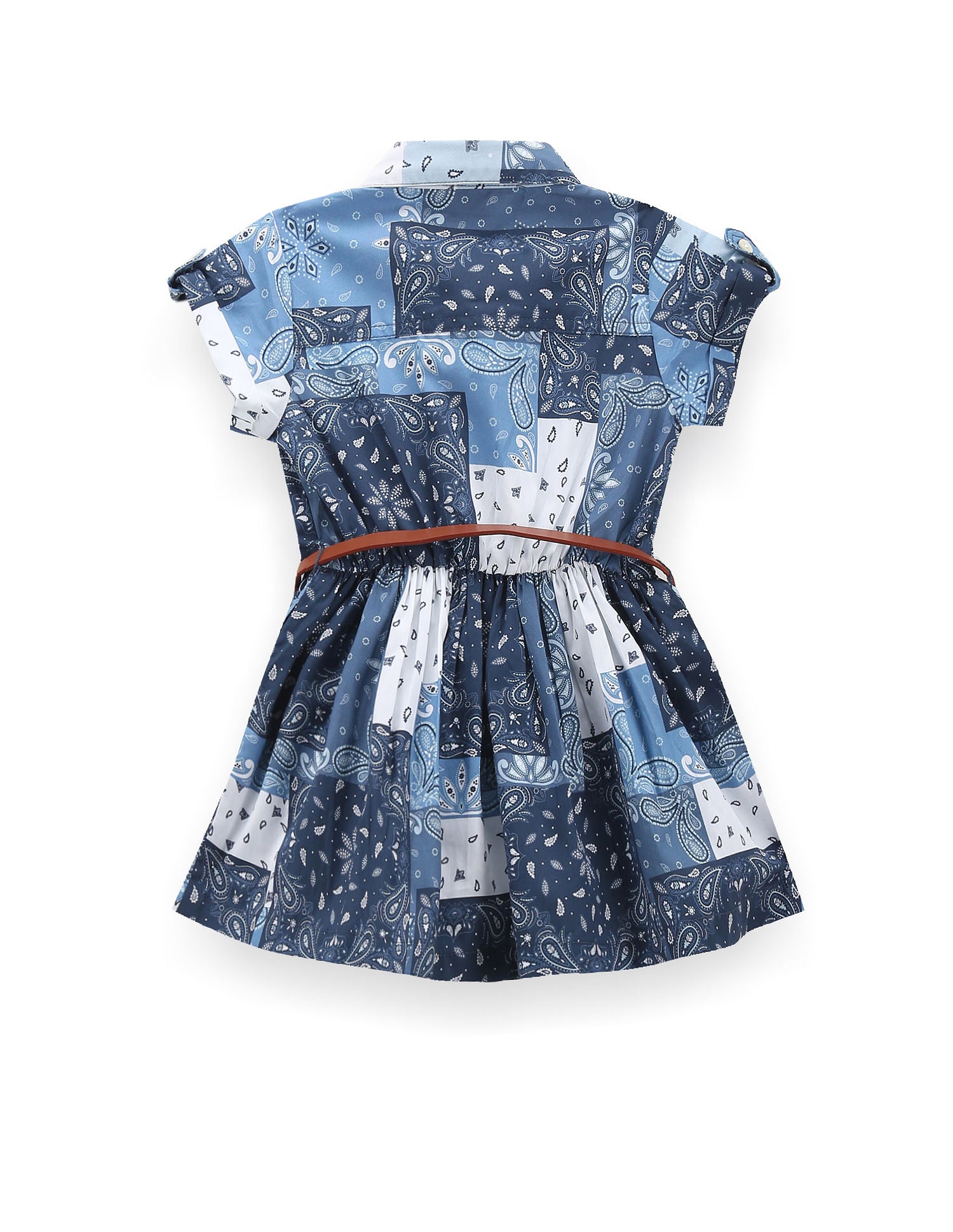 Girls Paisley Print Belted Shirt Dress Blue - U.S. Polo Assn. India | Large