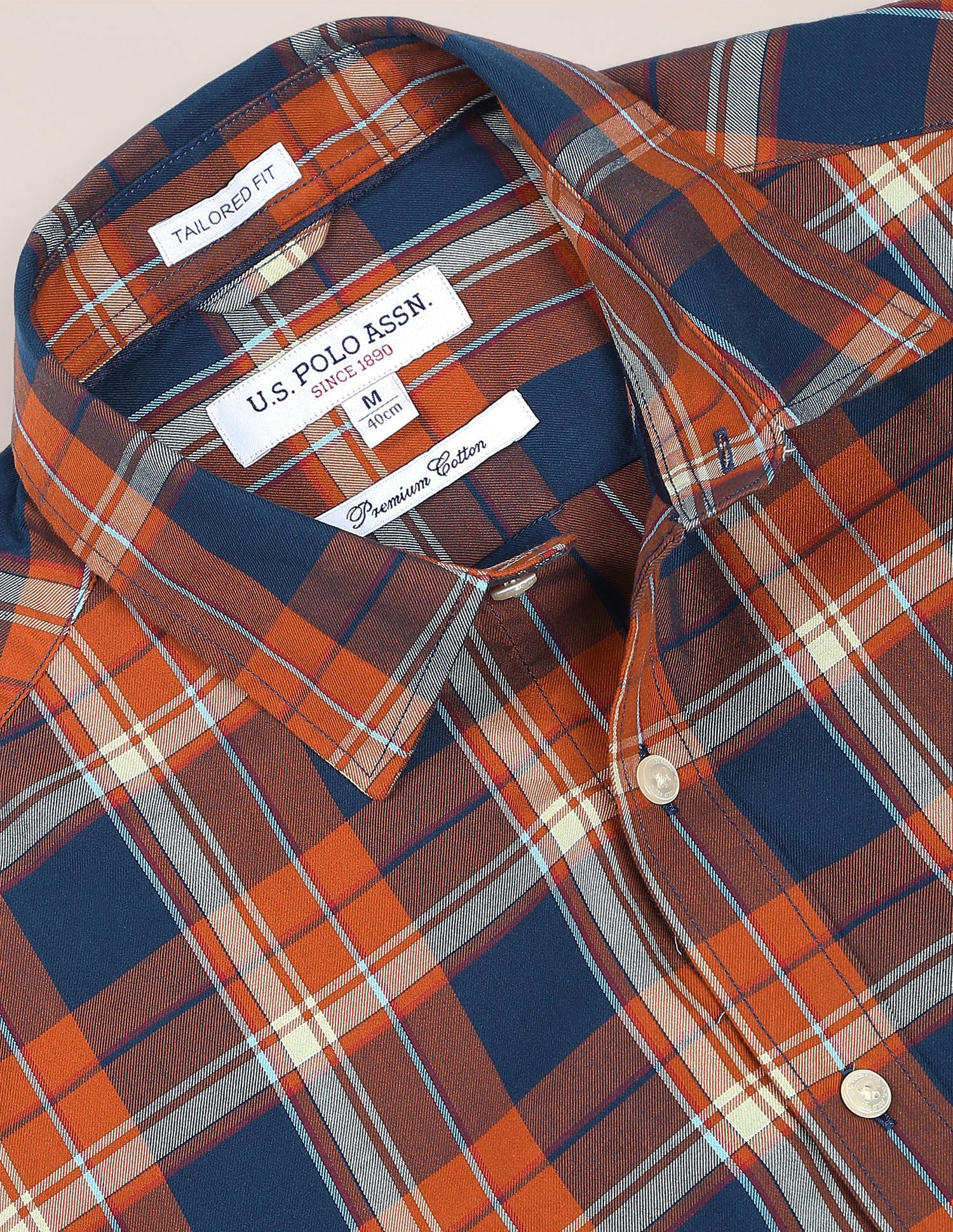 Plaid Check Twill Casual Shirt Rust - U.S. Polo Assn. India | Large