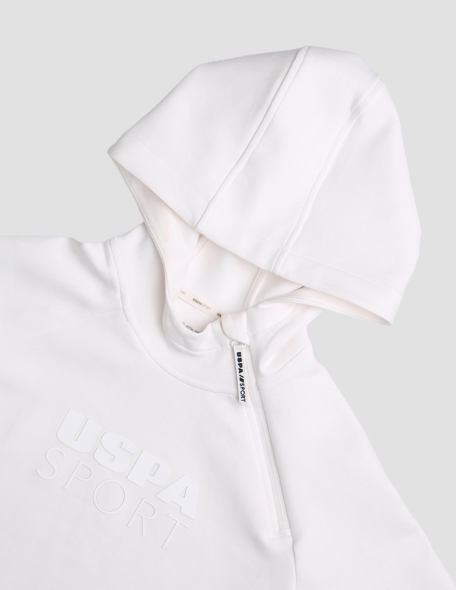Regular Fit Solid Active Sweatshirt Off White - U.S. Polo Assn. India | Large